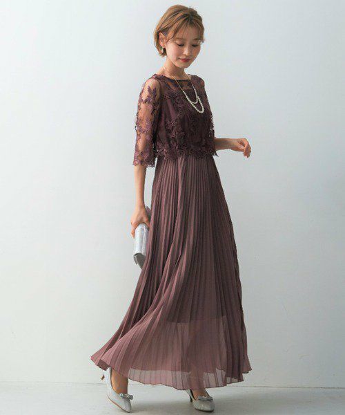 オリジナル柄レース×プリーツワンピースのドレス|Dorry Doll