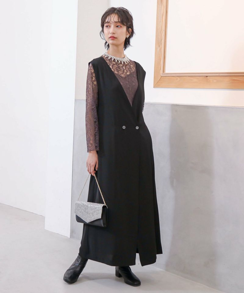 総レース&ロングベストセットアップワンピース