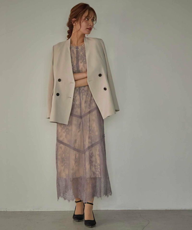 ノーカラーダブルボタンジャケットのドレス|Dorry Doll / LE'RURE