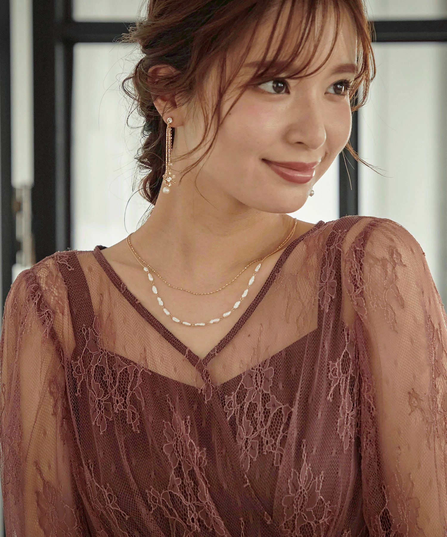 楕円パールネックレスのドレス|Dorry Doll / LE'RURE