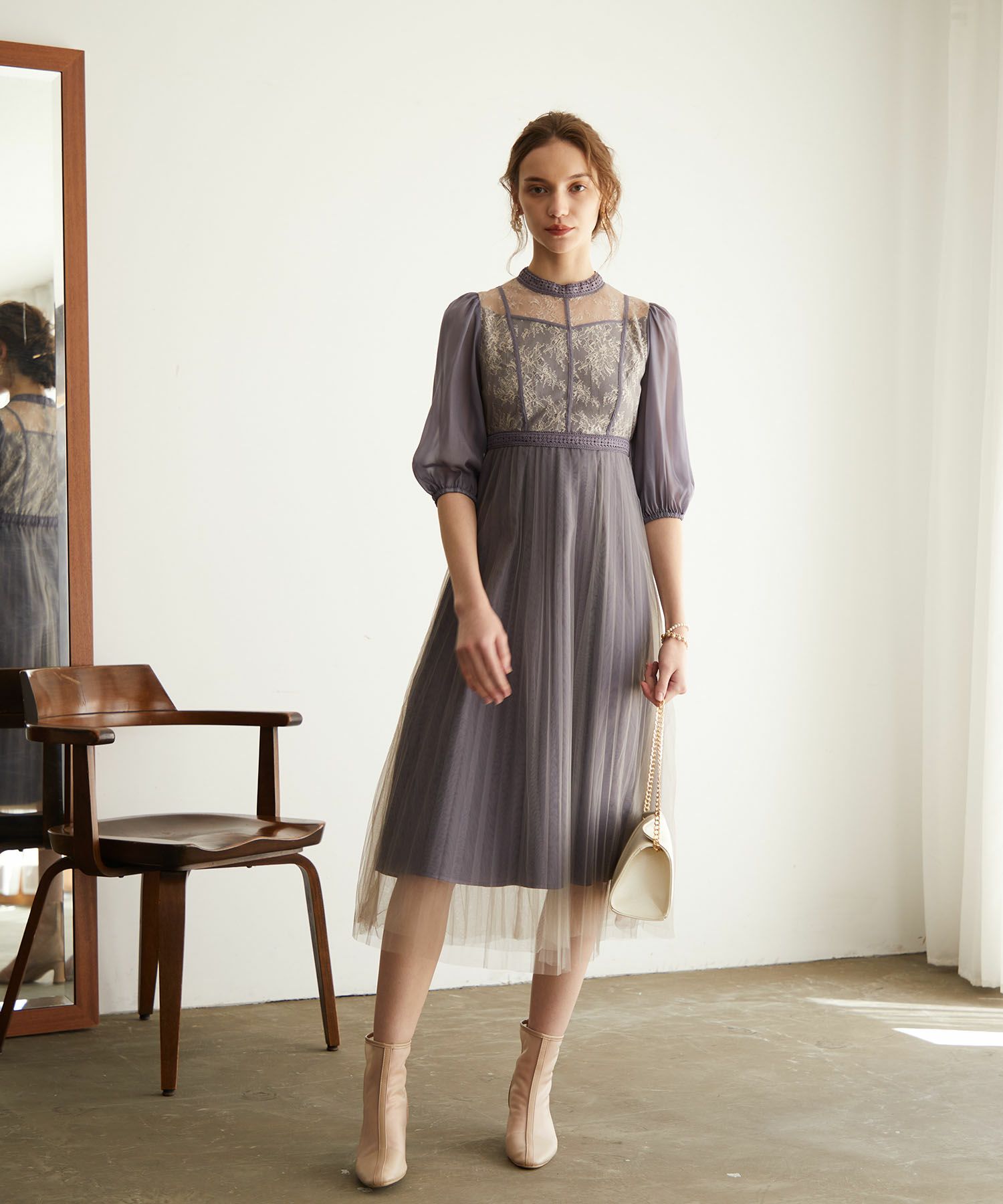 チュールプリーツ パーティードレス|DorryDoll 