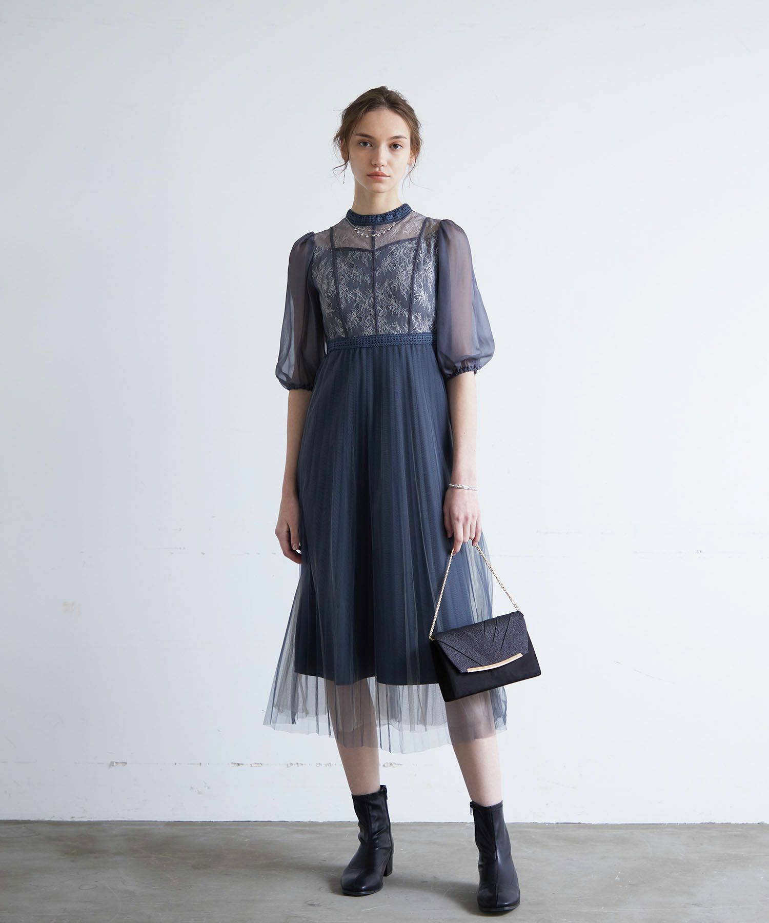 チュールプリーツ パーティードレス|DorryDoll 