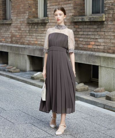 ラメチュールオフショルデザインドレスのドレス|Dorry Doll
