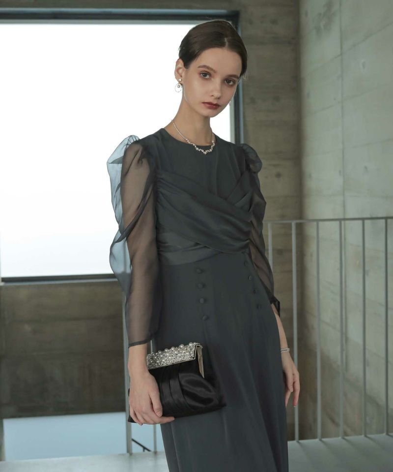 シアースリーブウエストクロスデザインドレスのドレス|Dorry Doll
