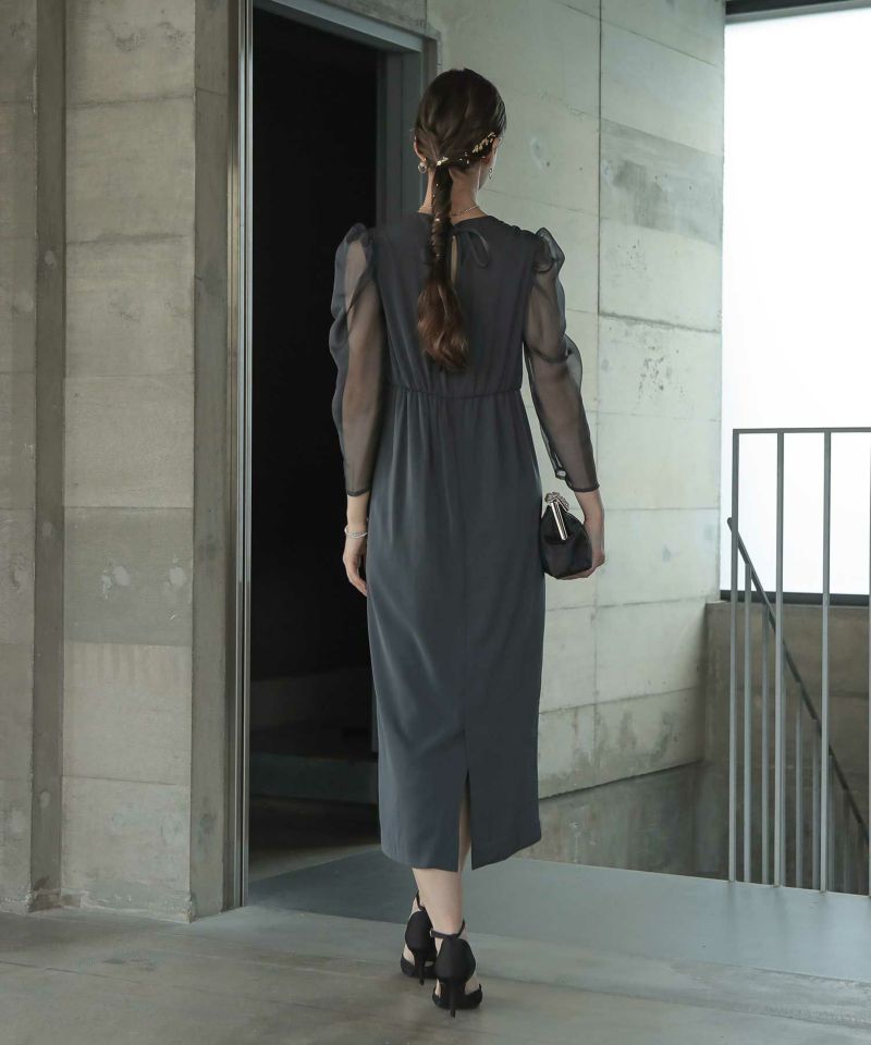 シアースリーブウエストクロスデザインドレスのドレス|Dorry Doll