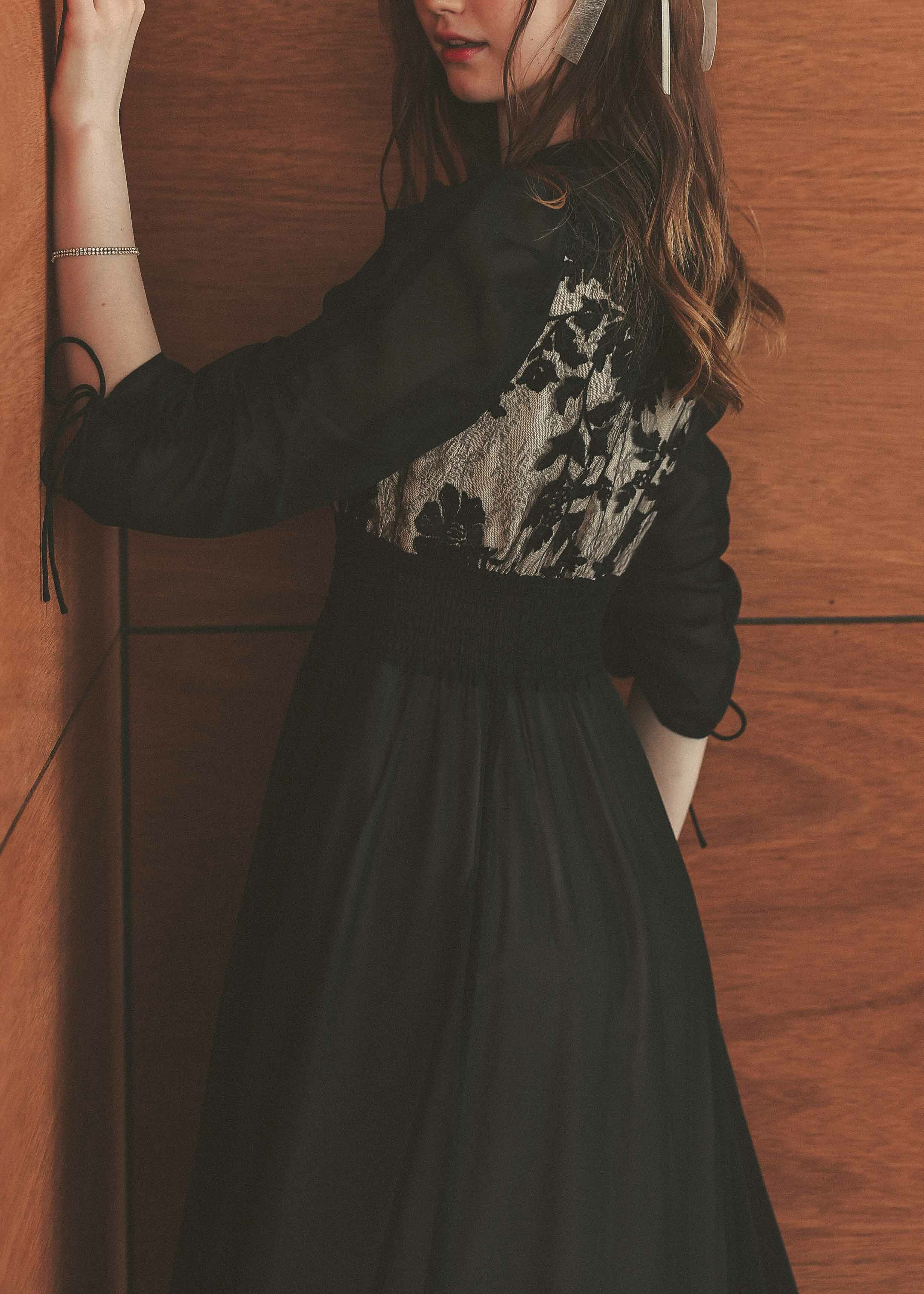 フラワーレース×オーガンジードレスのドレス|Dorry Doll 