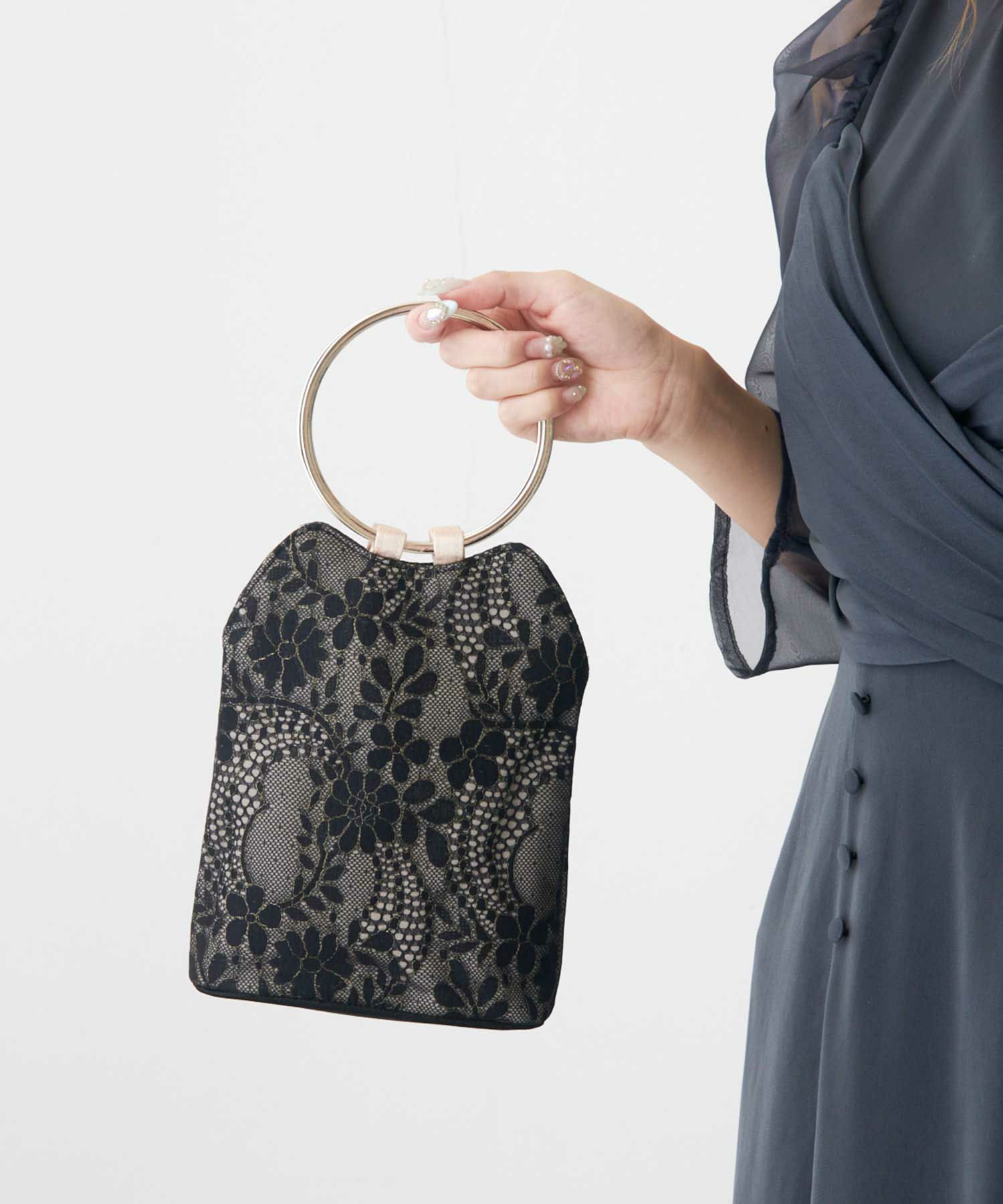 2WAYリングハンドルflower刺繍レースバッグのドレス|Dorry Doll / LE'RURE