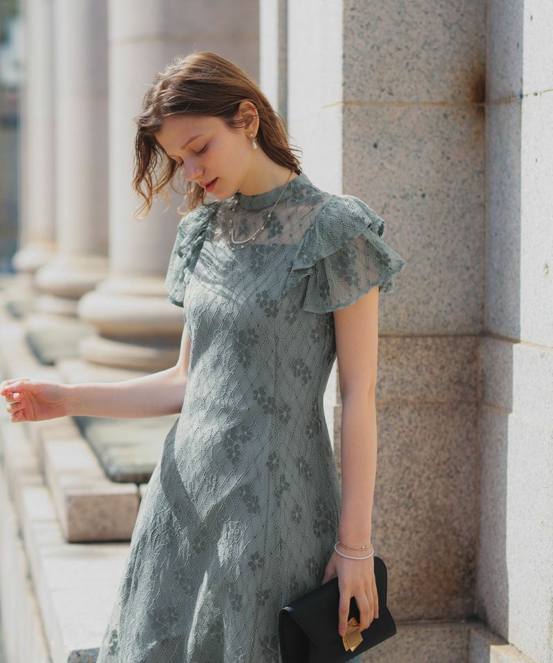 フリルスリーブフラワーレースドレスのドレス|Dorry Doll