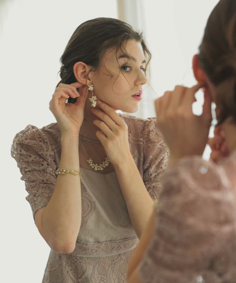 パールフラワーイヤリングのドレス|Dorry Doll / LE'RURE