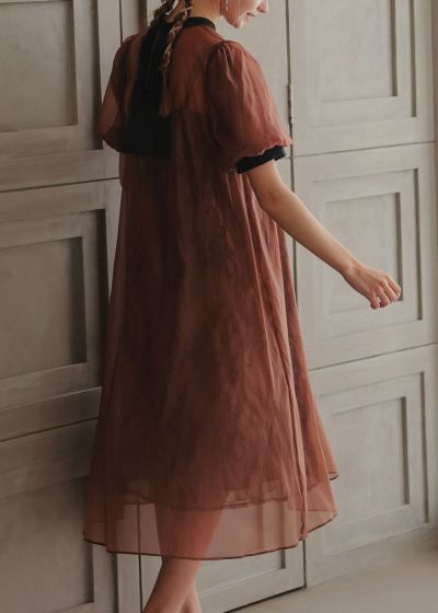 10★新品★ドリードール　Aラインシアードレス　オレンジM オレンジのシアーAラインドレス | Dorry doll | M～マタニティ