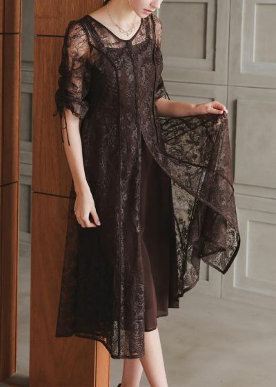 DorryDoll ｜スクエアネックレースフレアドレス