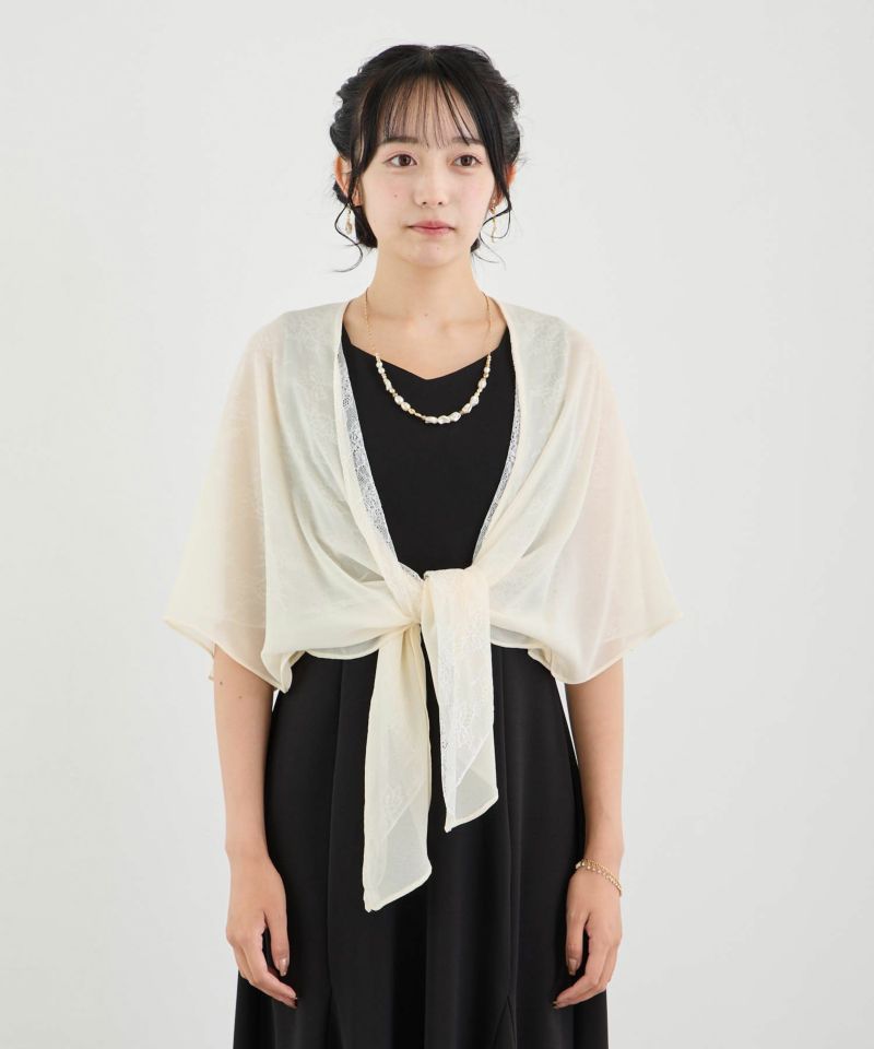 Dorry・Doll ドリードール　ラメ刺繍シフォン見頃付きショール ラメ刺繍シフォン見頃付きショール（ストール/ショール）｜Dorry