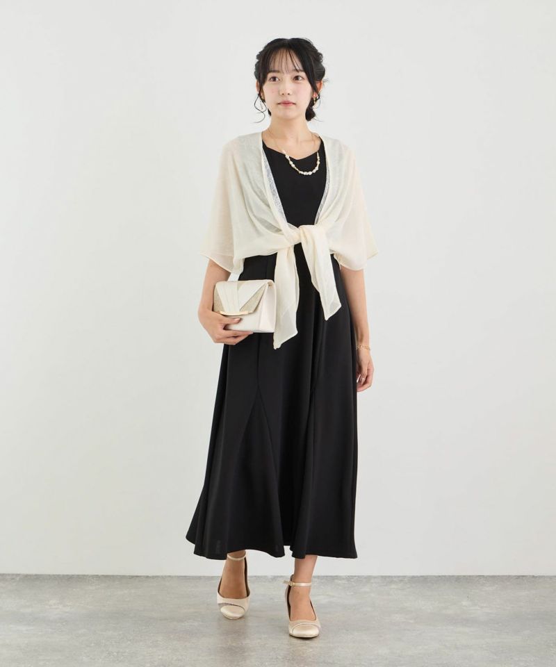 Dorry Doll シフォン×レースバックリボンドレス グレイッシュベージュ