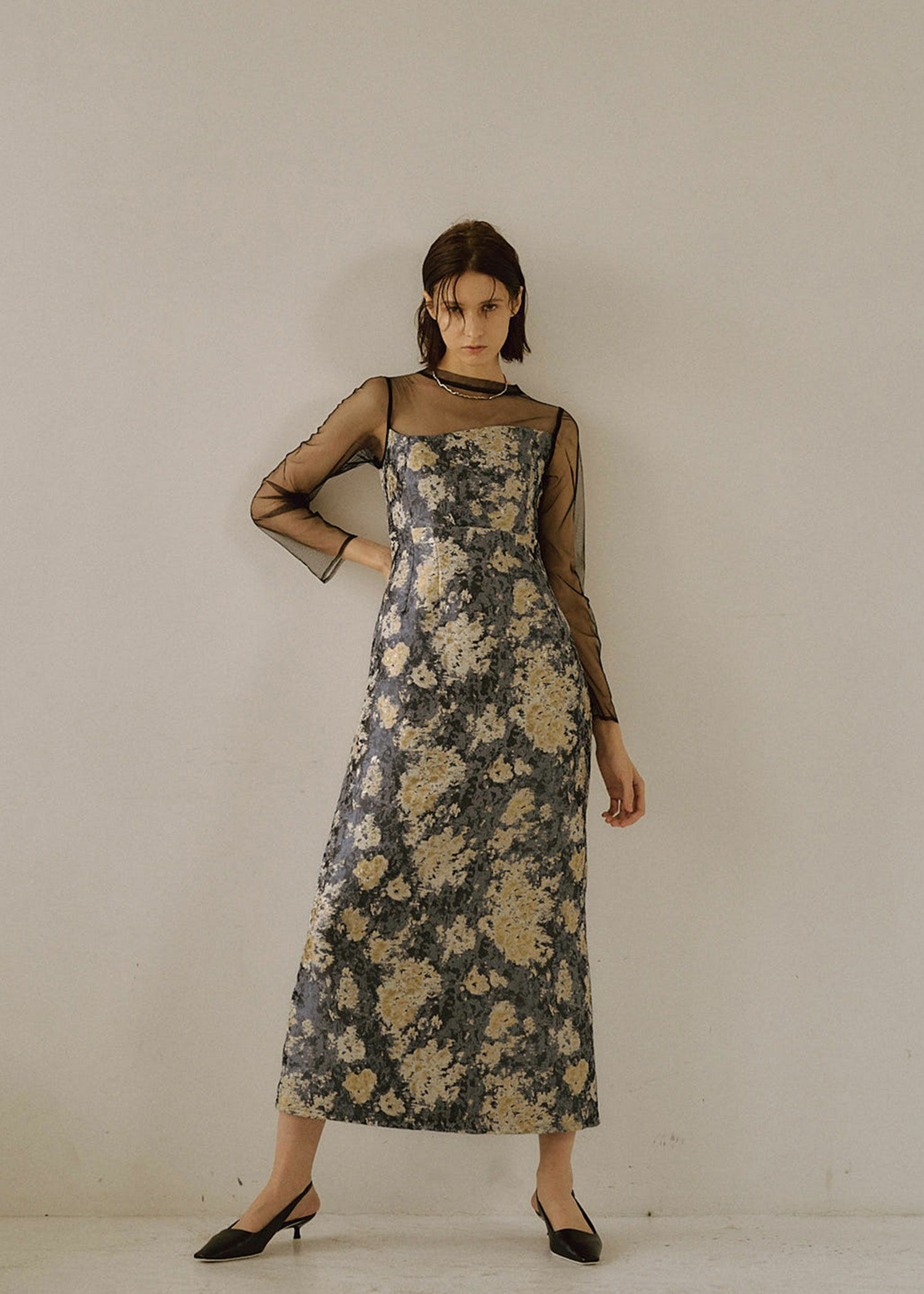 Meandering Jacquard pencil dress｜LE