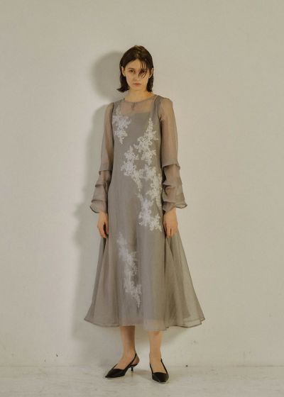 シアーワンピースLE'RURE Sheer A-line onepiece (gray)