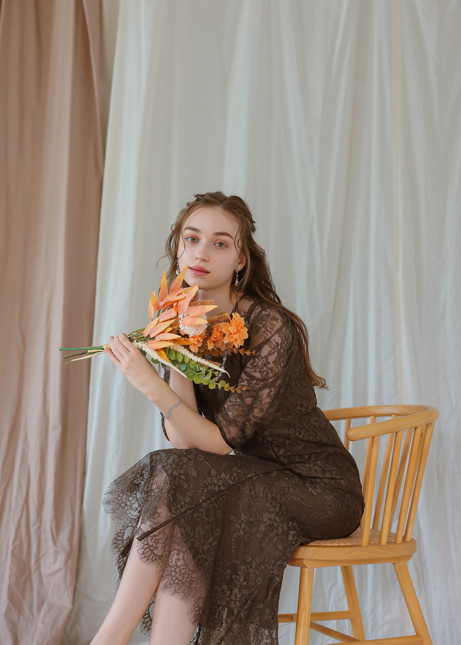 オリジナル柄レース×プリーツワンピース|DorryDoll 