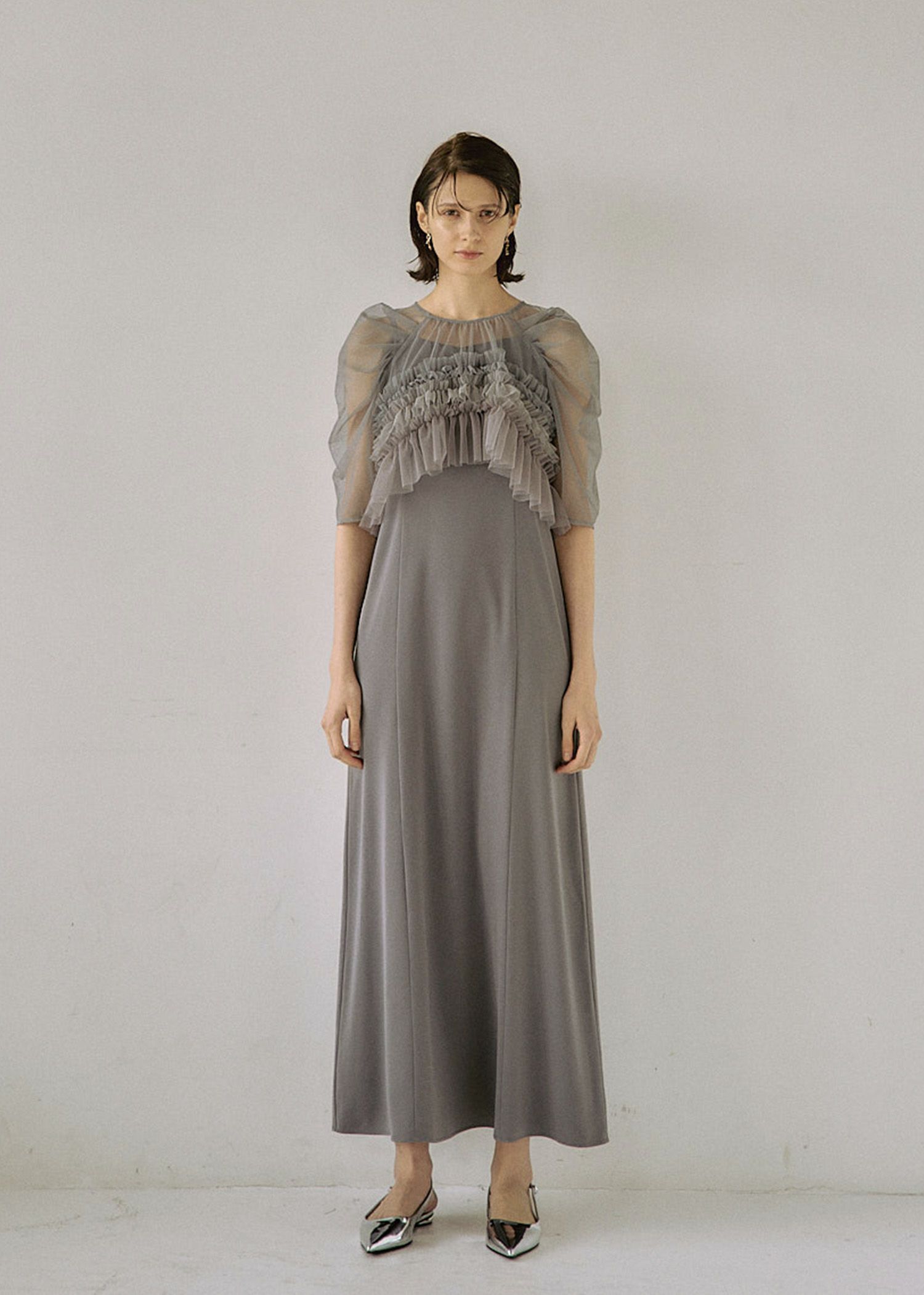 Ruffle tulle airy dress|LE 