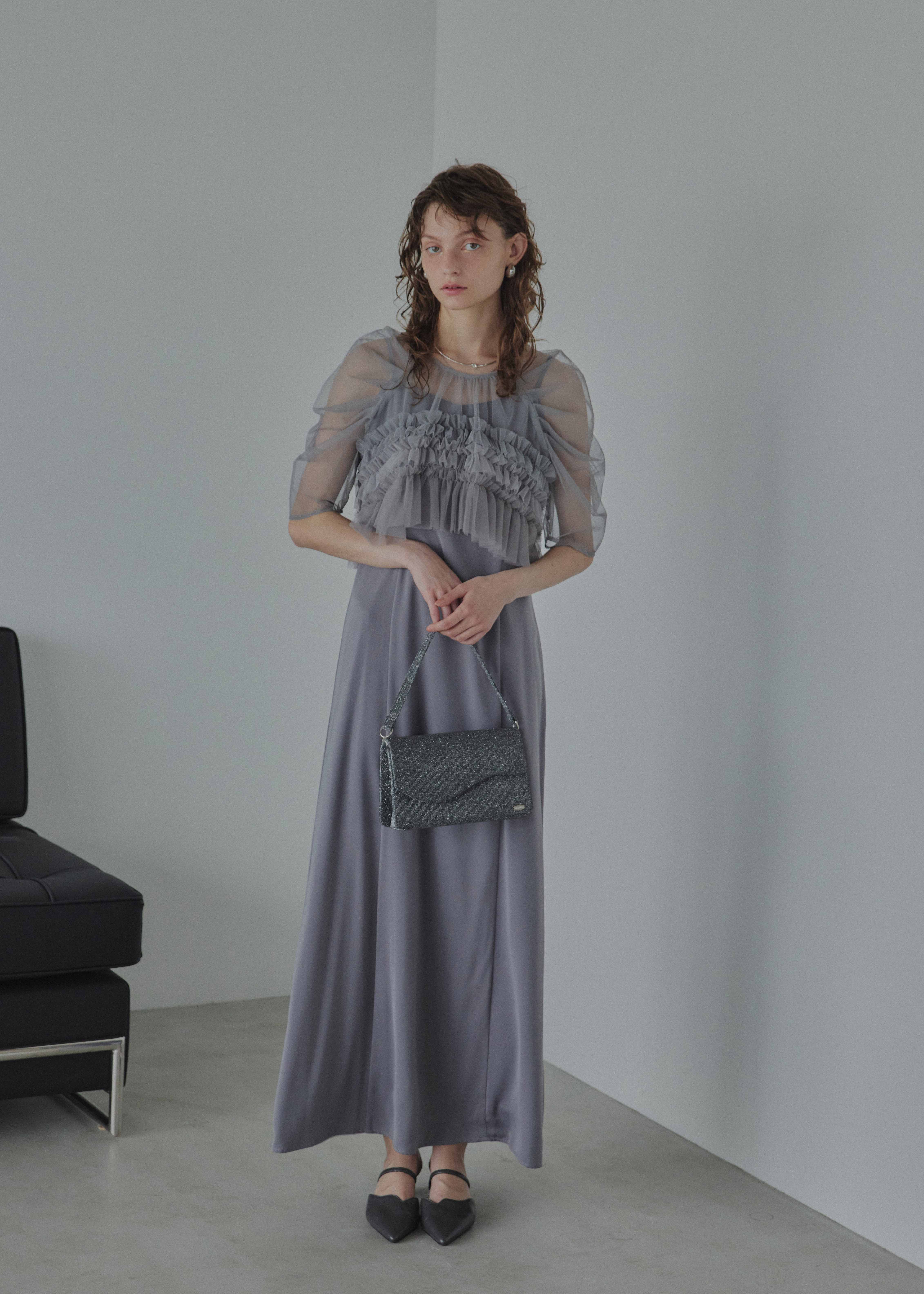 Ruffle tulle airy dress|LE