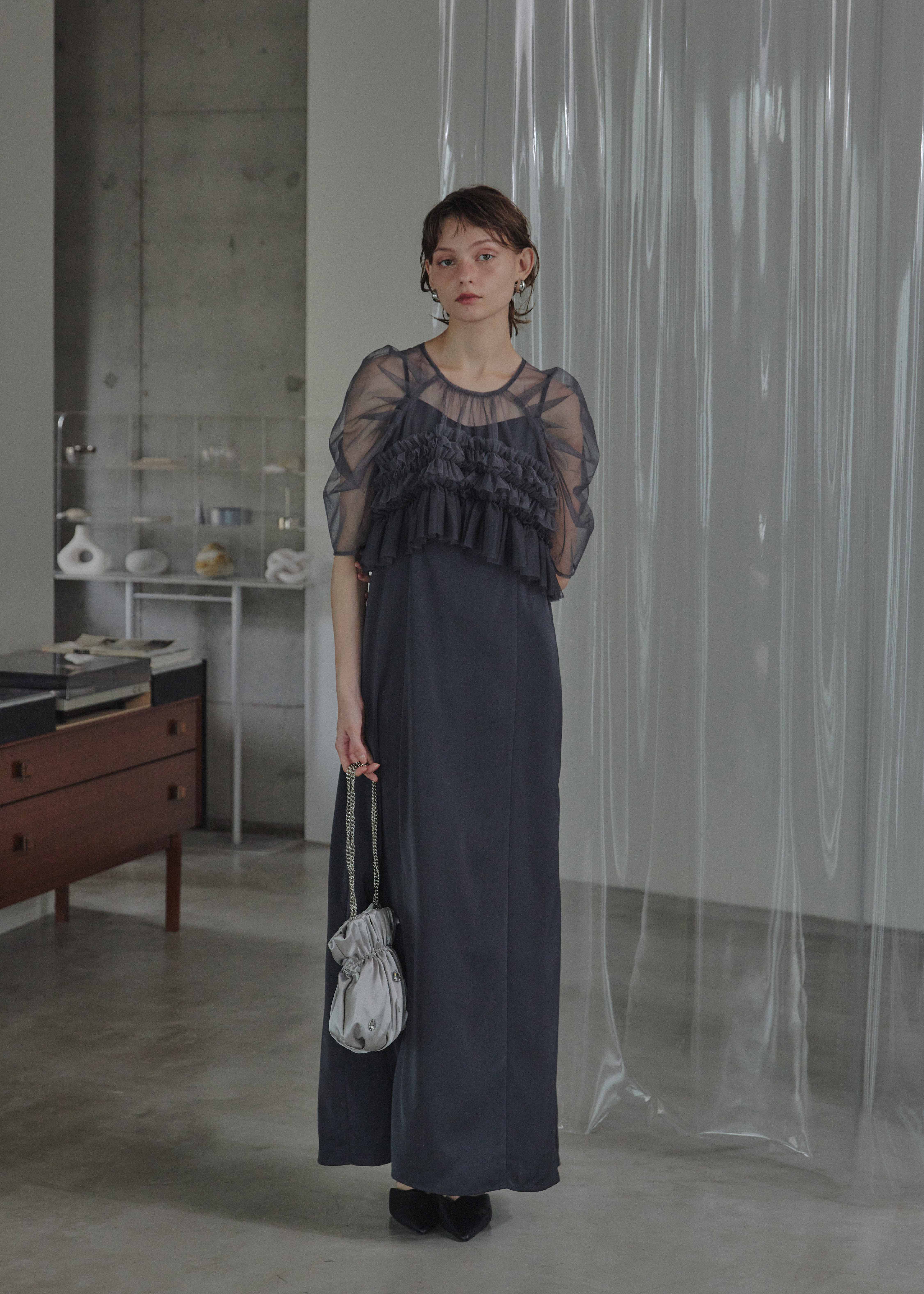 Ruffle tulle airy dress|LE