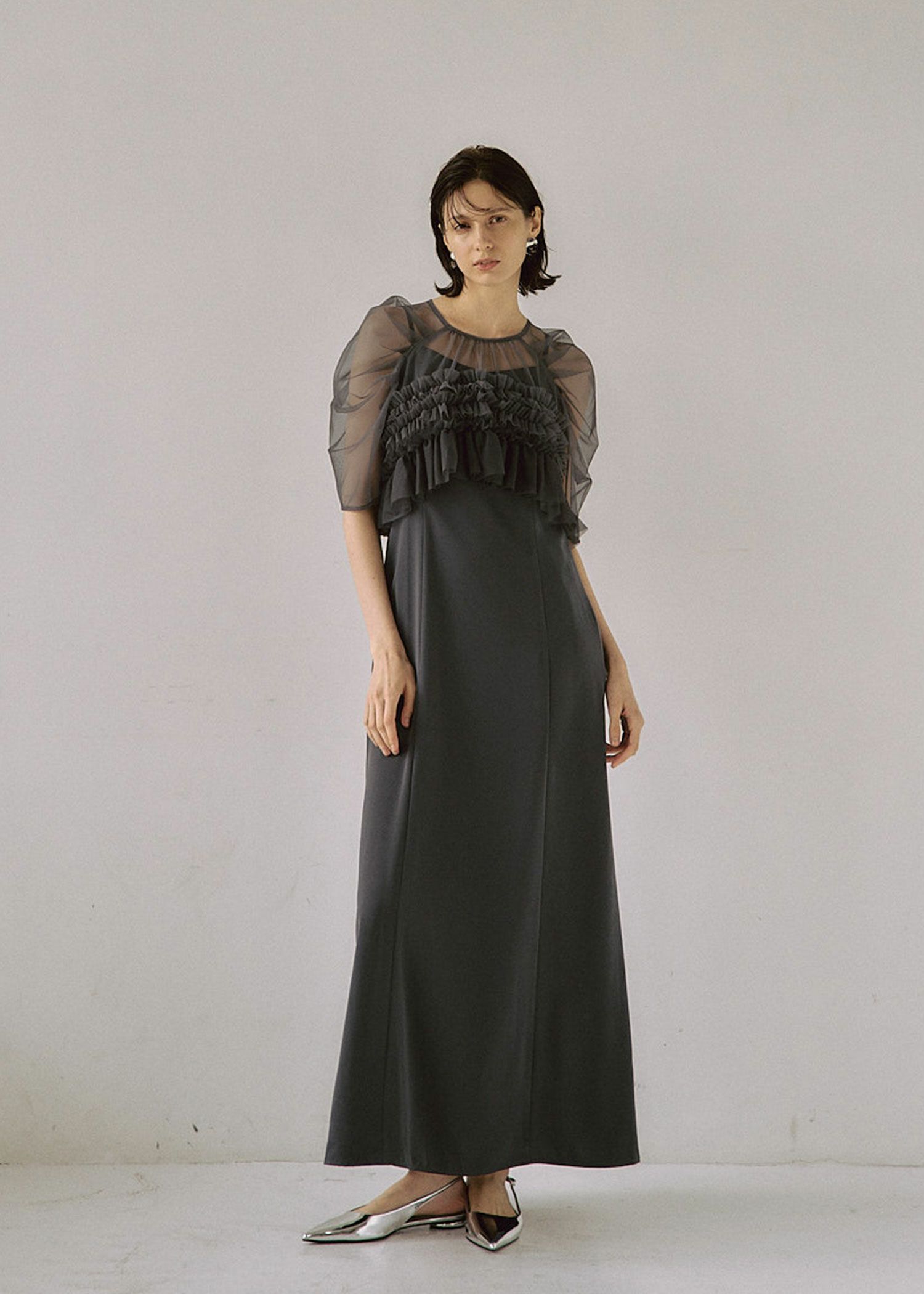 Ruffle tulle airy dress|LE