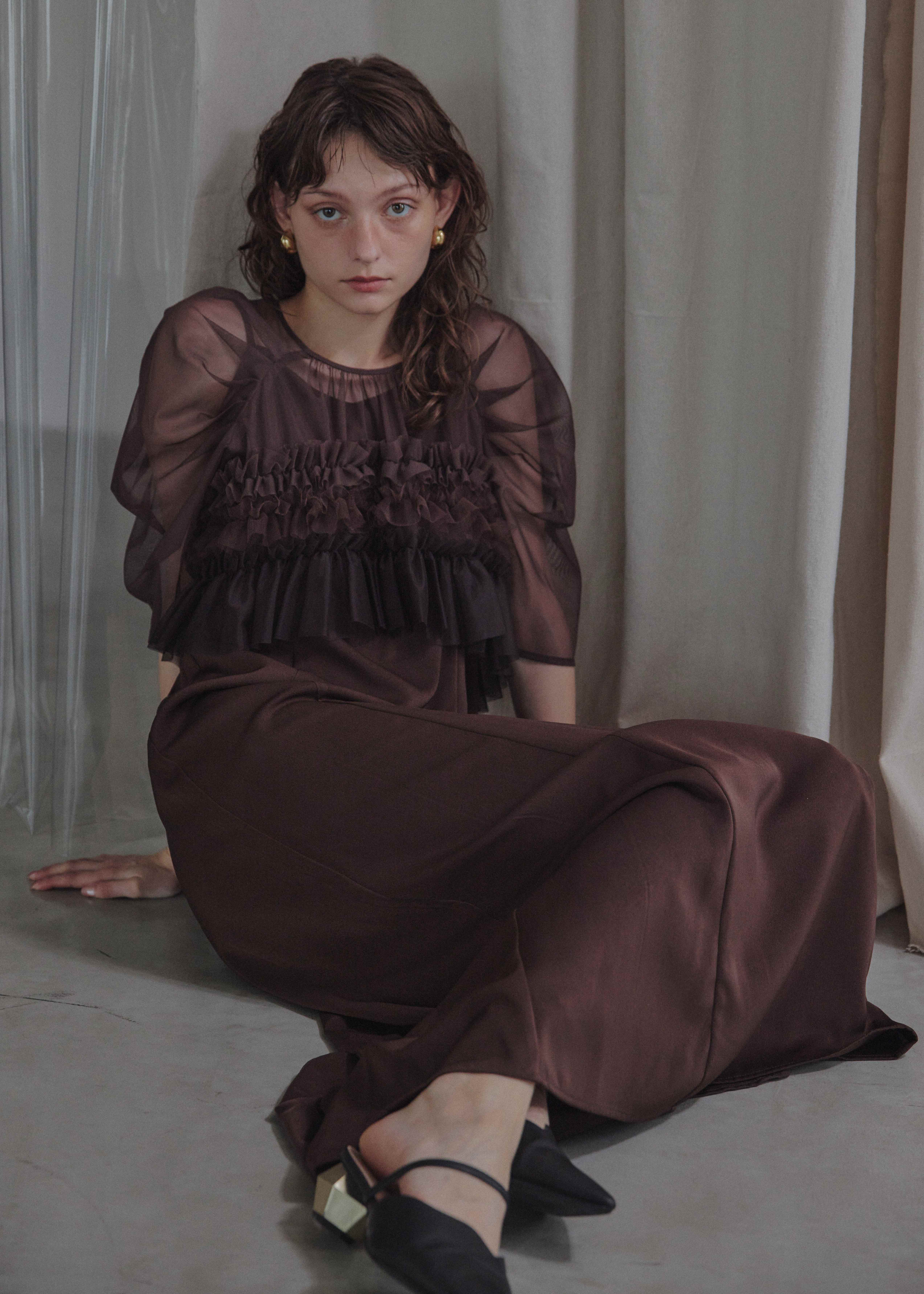 Ruffle tulle airy dress|LE