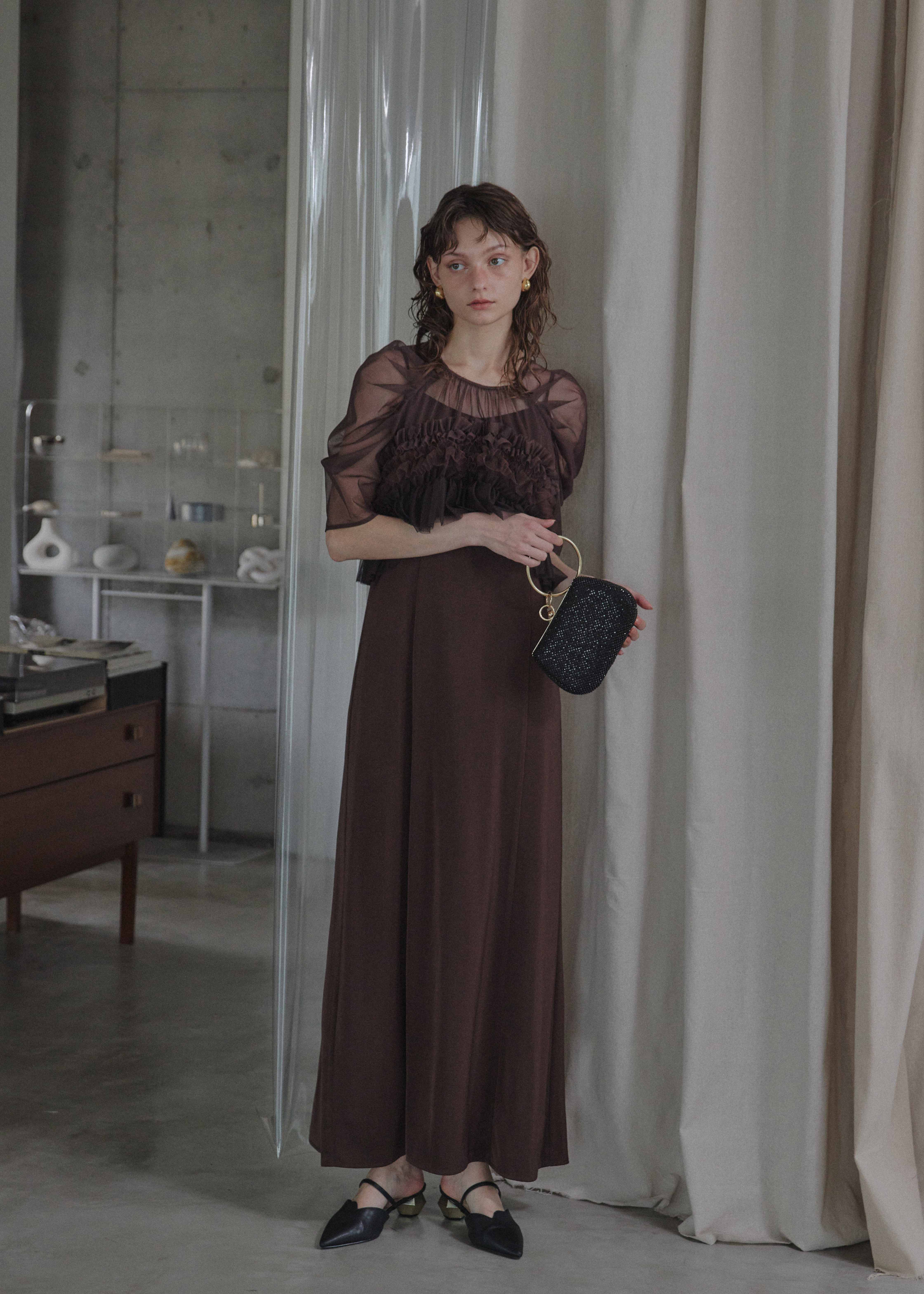 Ruffle tulle airy dress|LE