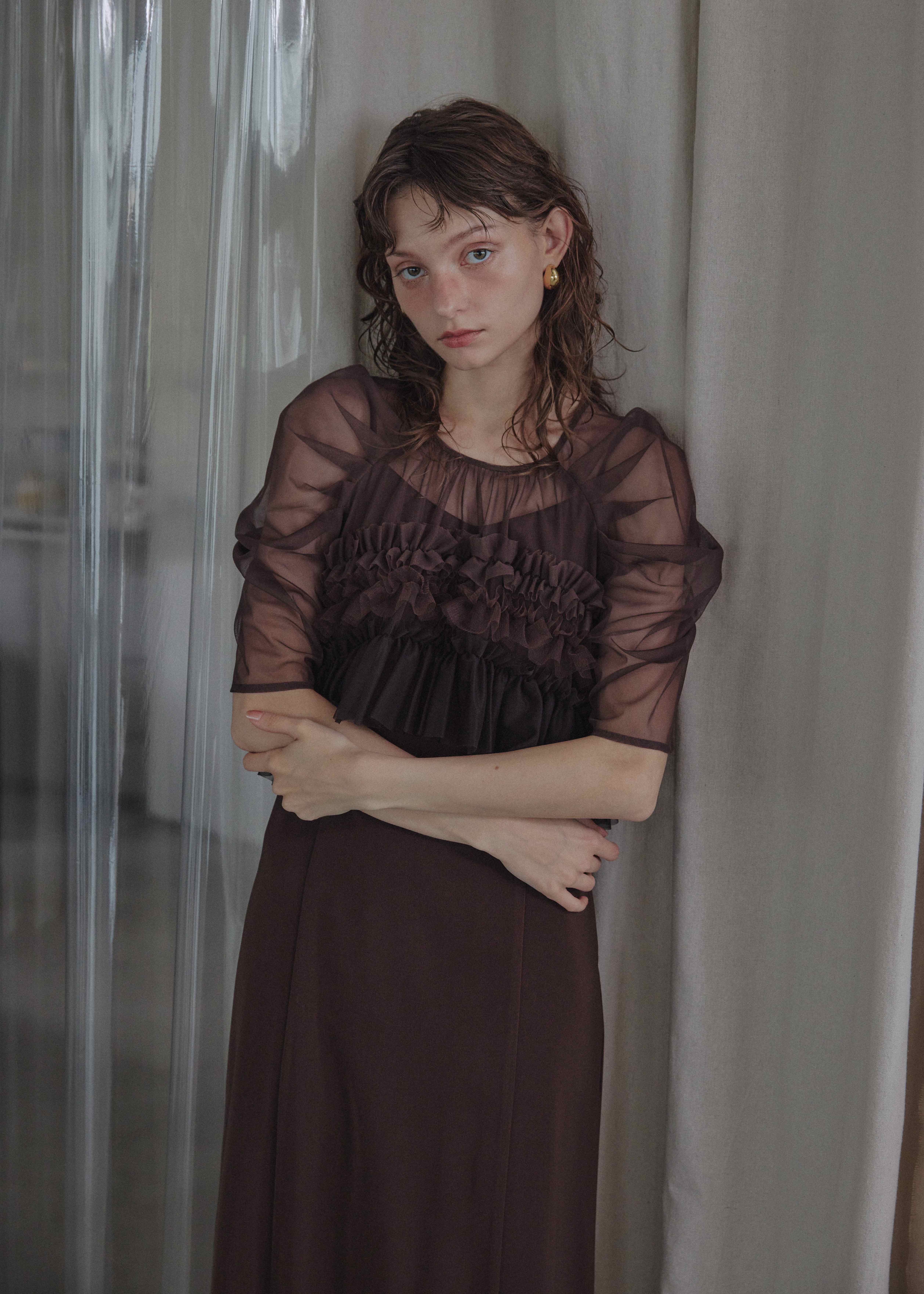Ruffle tulle airy dress|LE