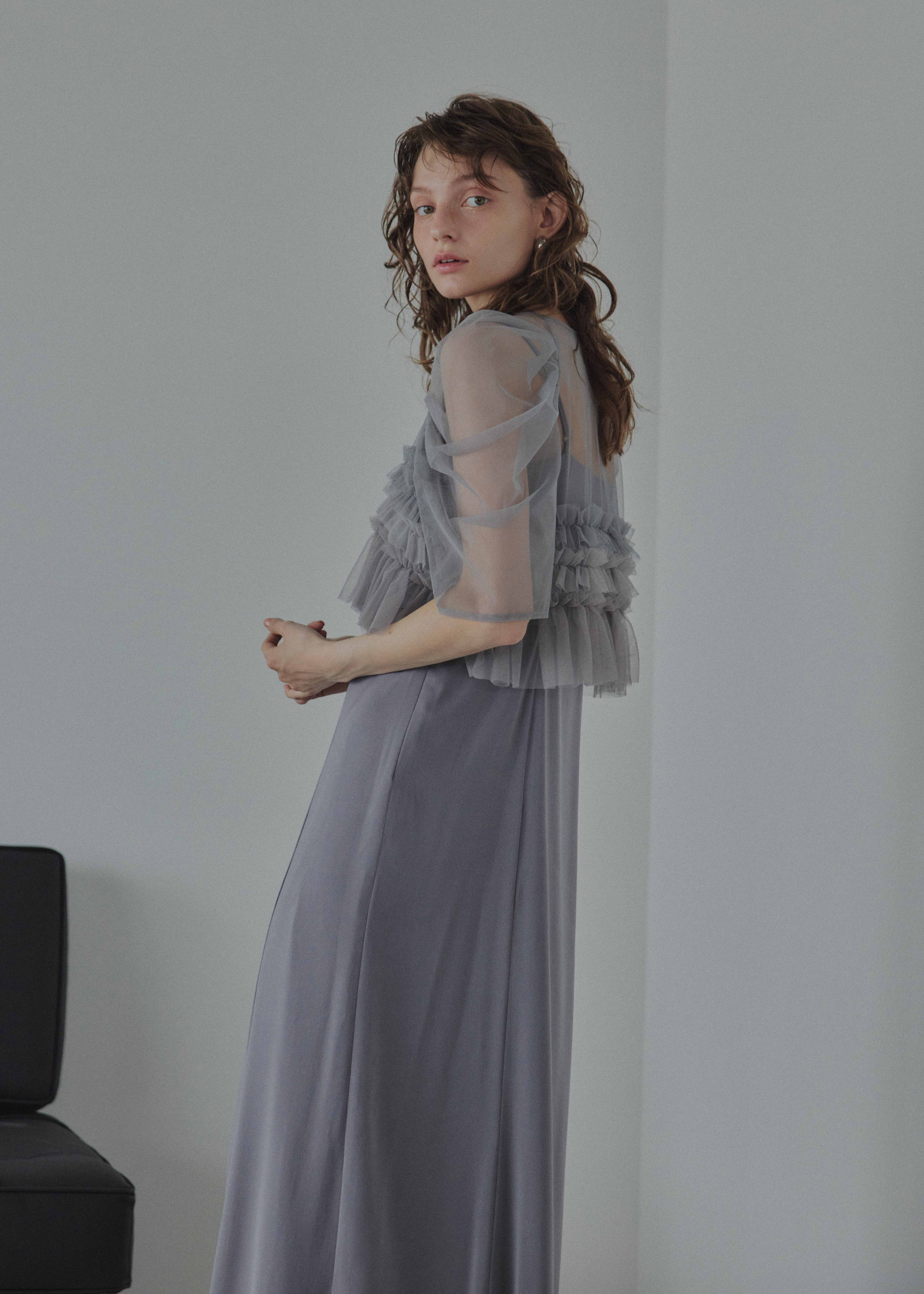 Ruffle tulle airy dress|LE