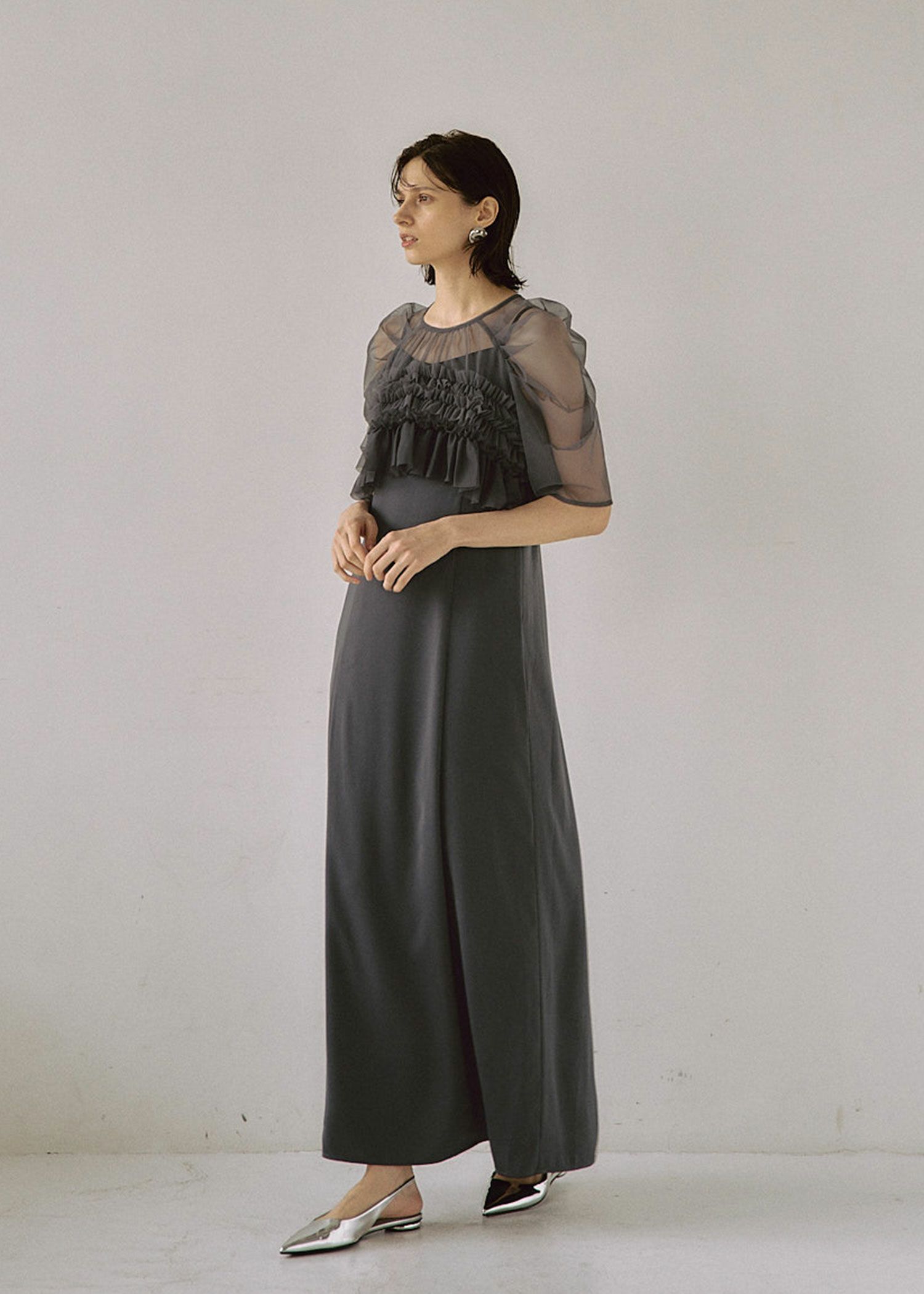 Ruffle tulle airy dress|LE