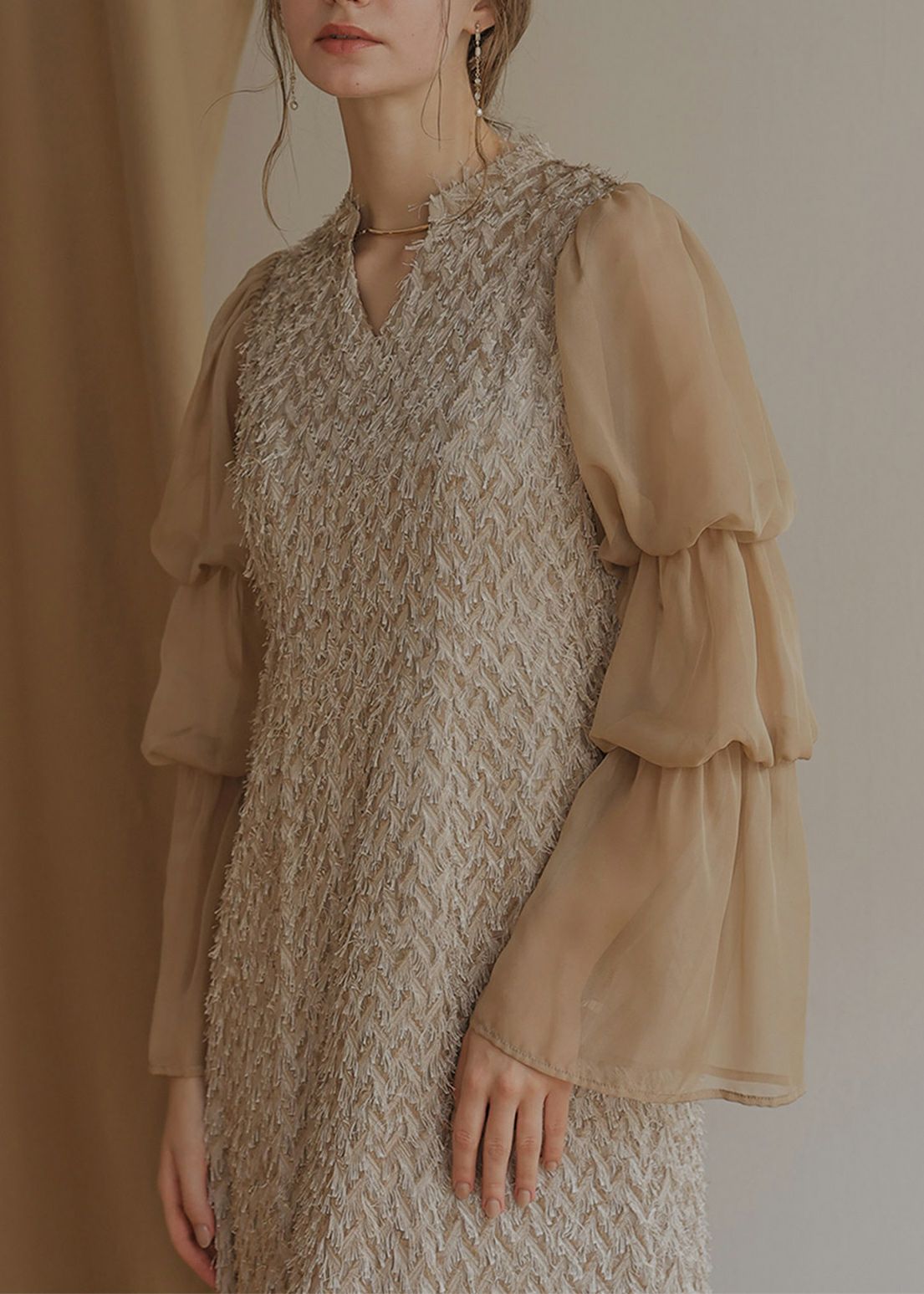 デザインスリーブシャギードレスのドレス|Dorry Doll / LE 