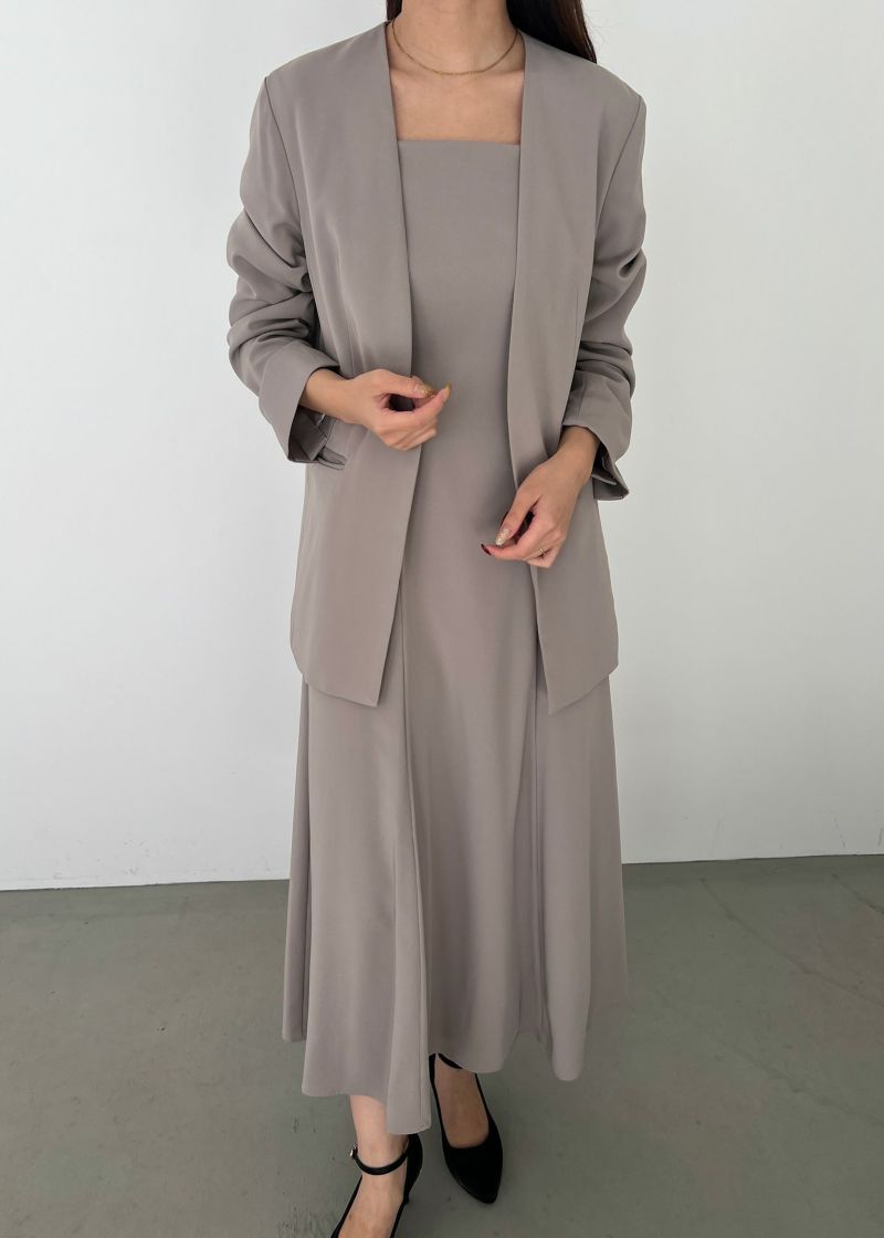 ノーカラーロングジャケット｜DorryDoll