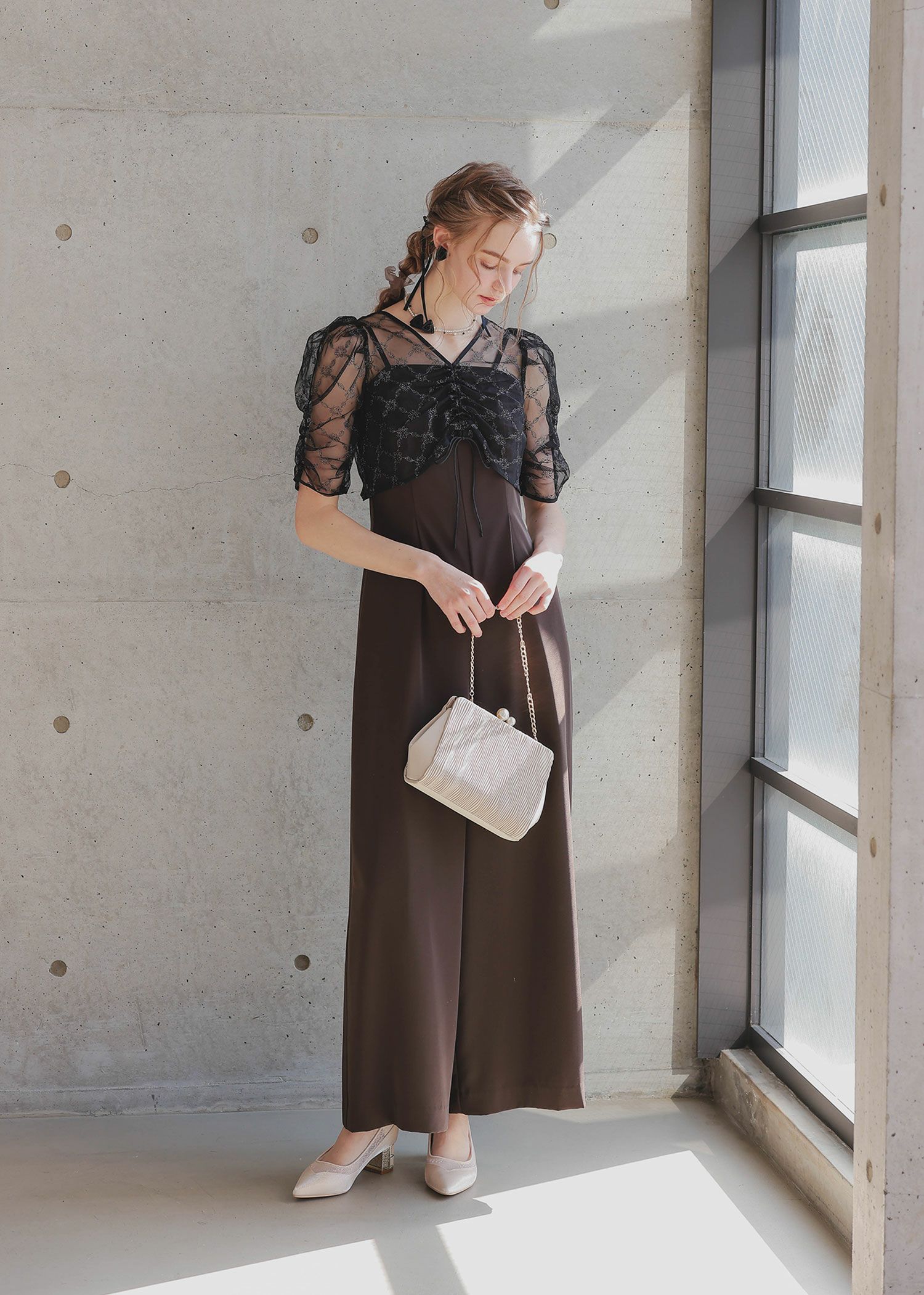 チャンキーヒールパンプスのドレス|Dorry Doll / LE'RURE