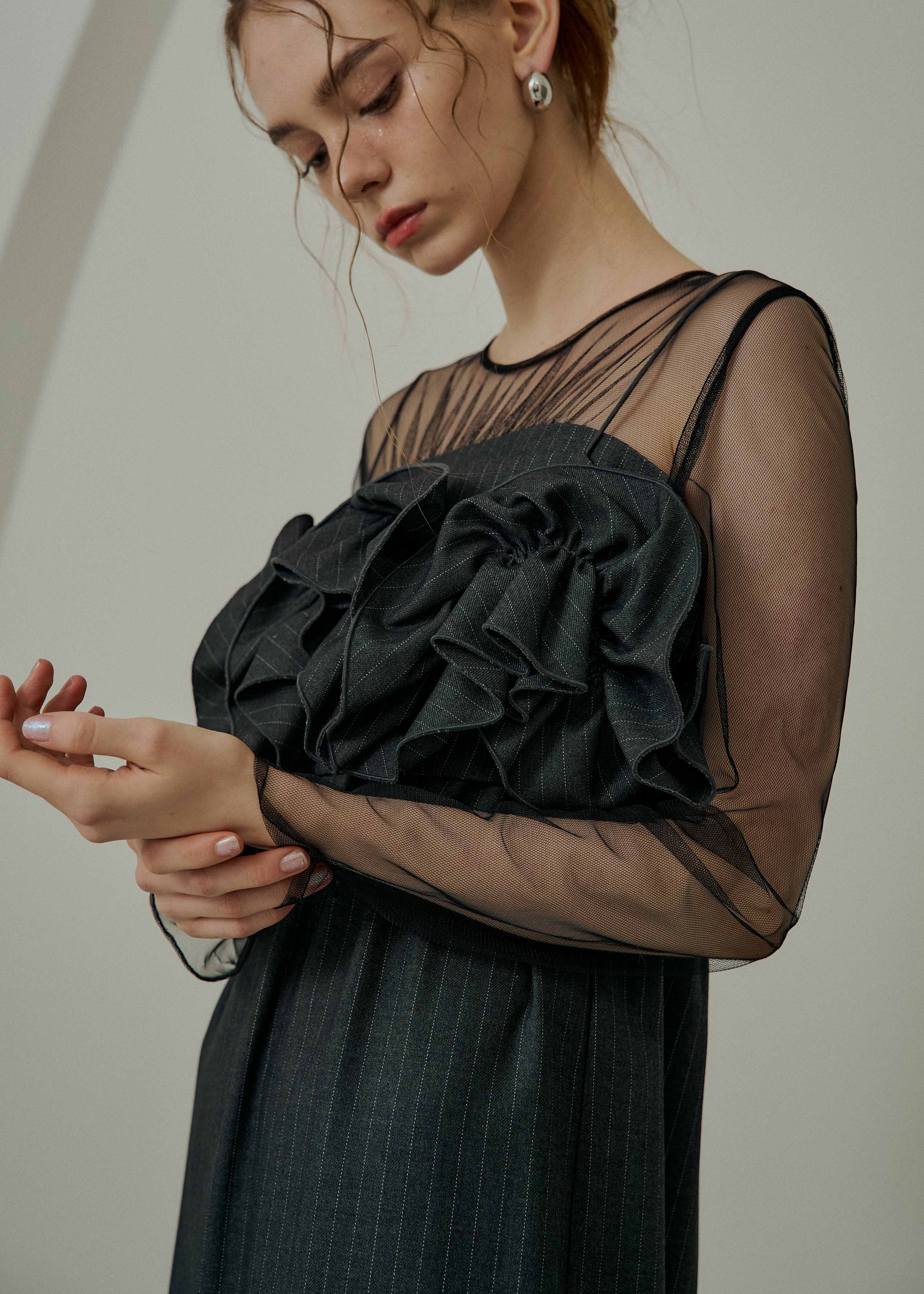 Wavy frill bustier stripe dressのドレス|Dorry Doll / LE