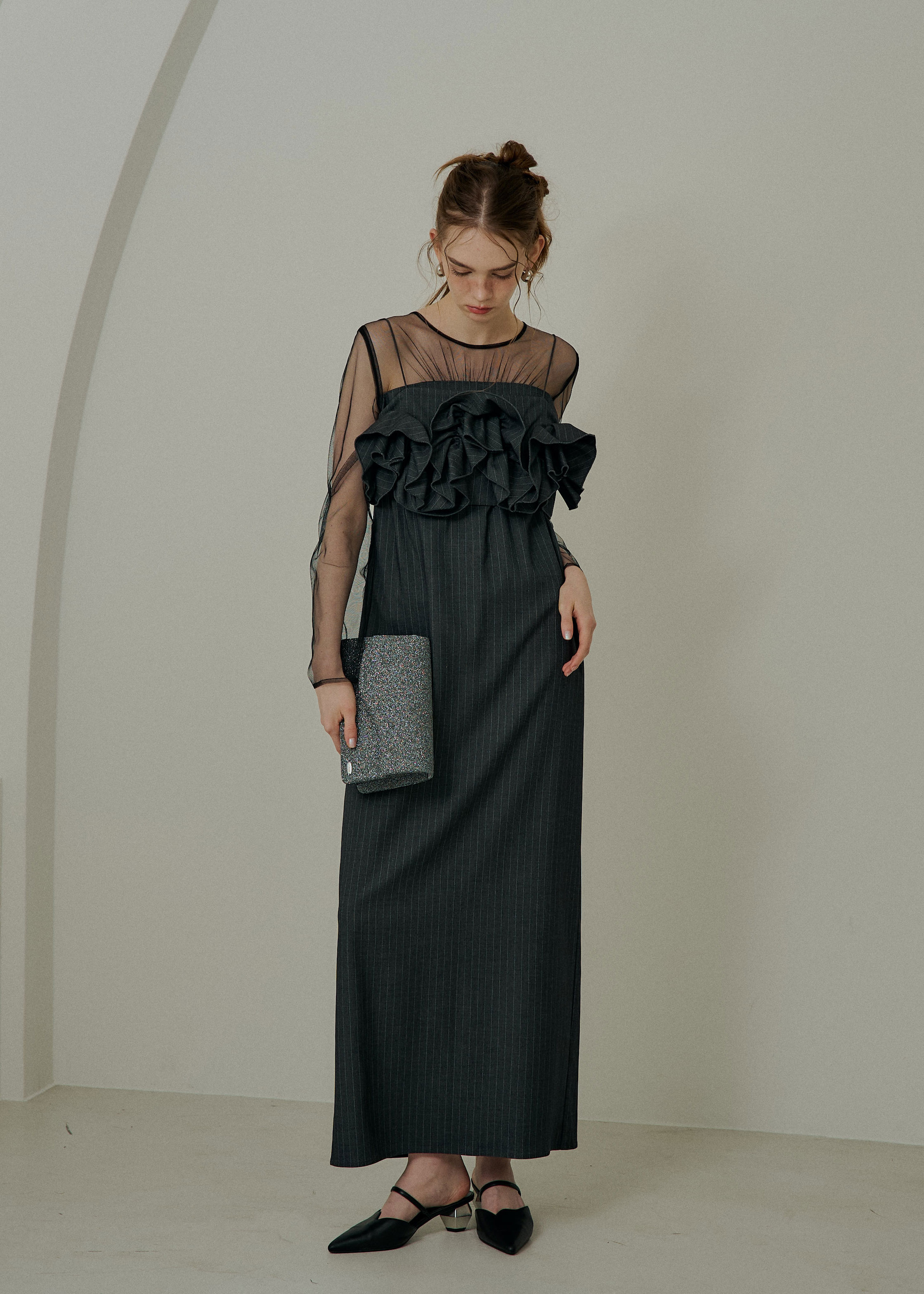 Wavy frill bustier stripe dressのドレス|Dorry Doll / LE