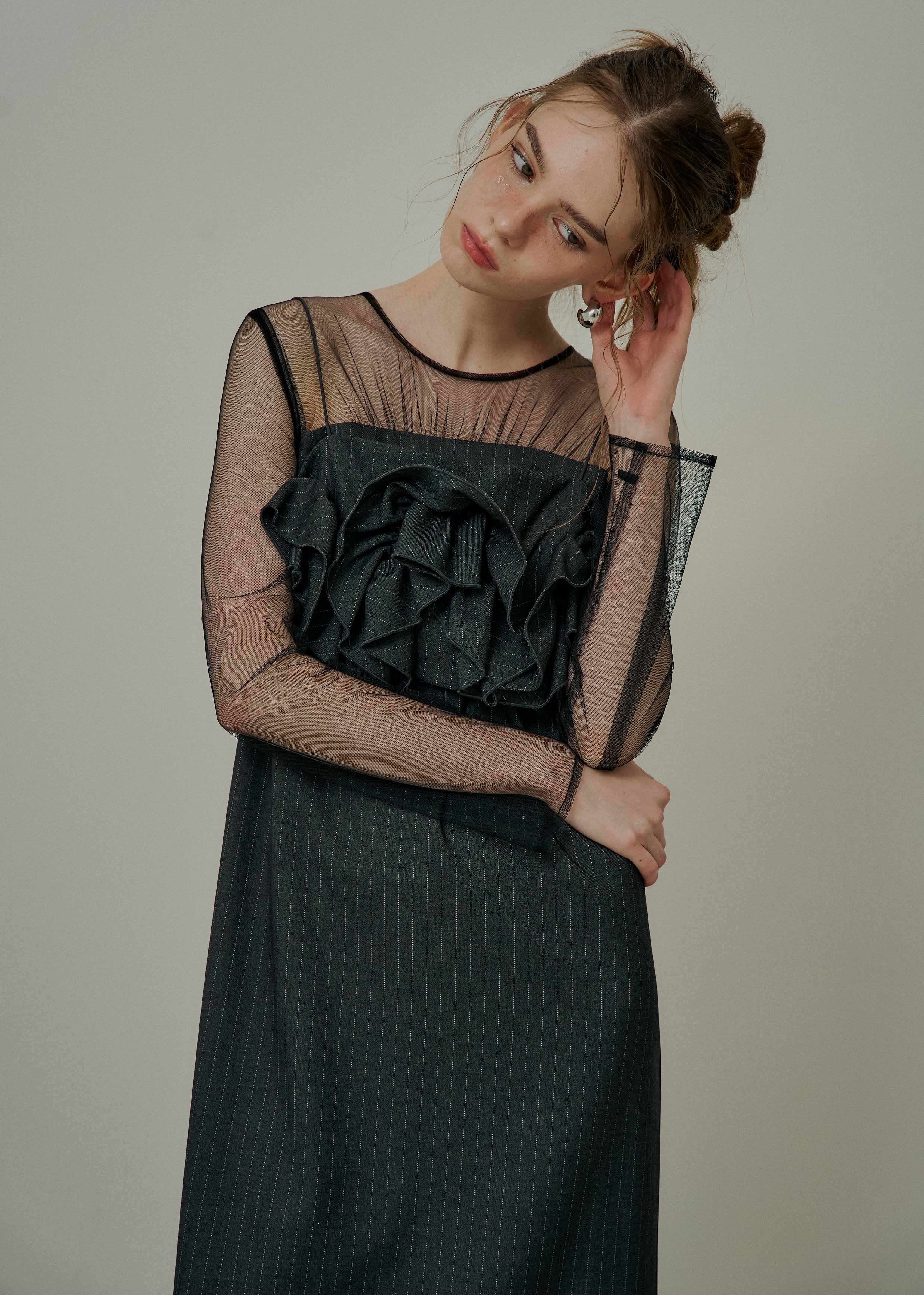 Wavy frill bustier stripe dressのドレス|Dorry Doll / LE