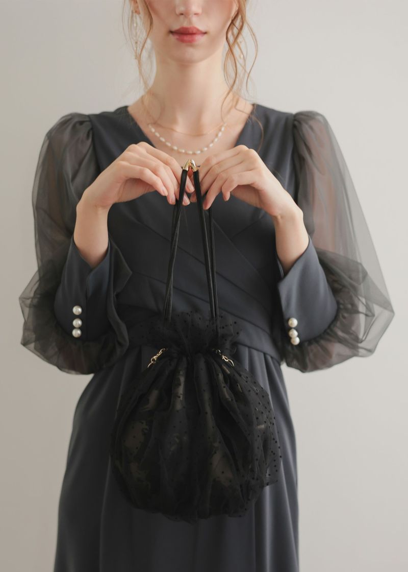 ※専用 チュールレイヤードドレス&スパンコール巾着バッグ セット XSサイズあり【ROBE de FLEURS/ローブドフルール】スパンコール
