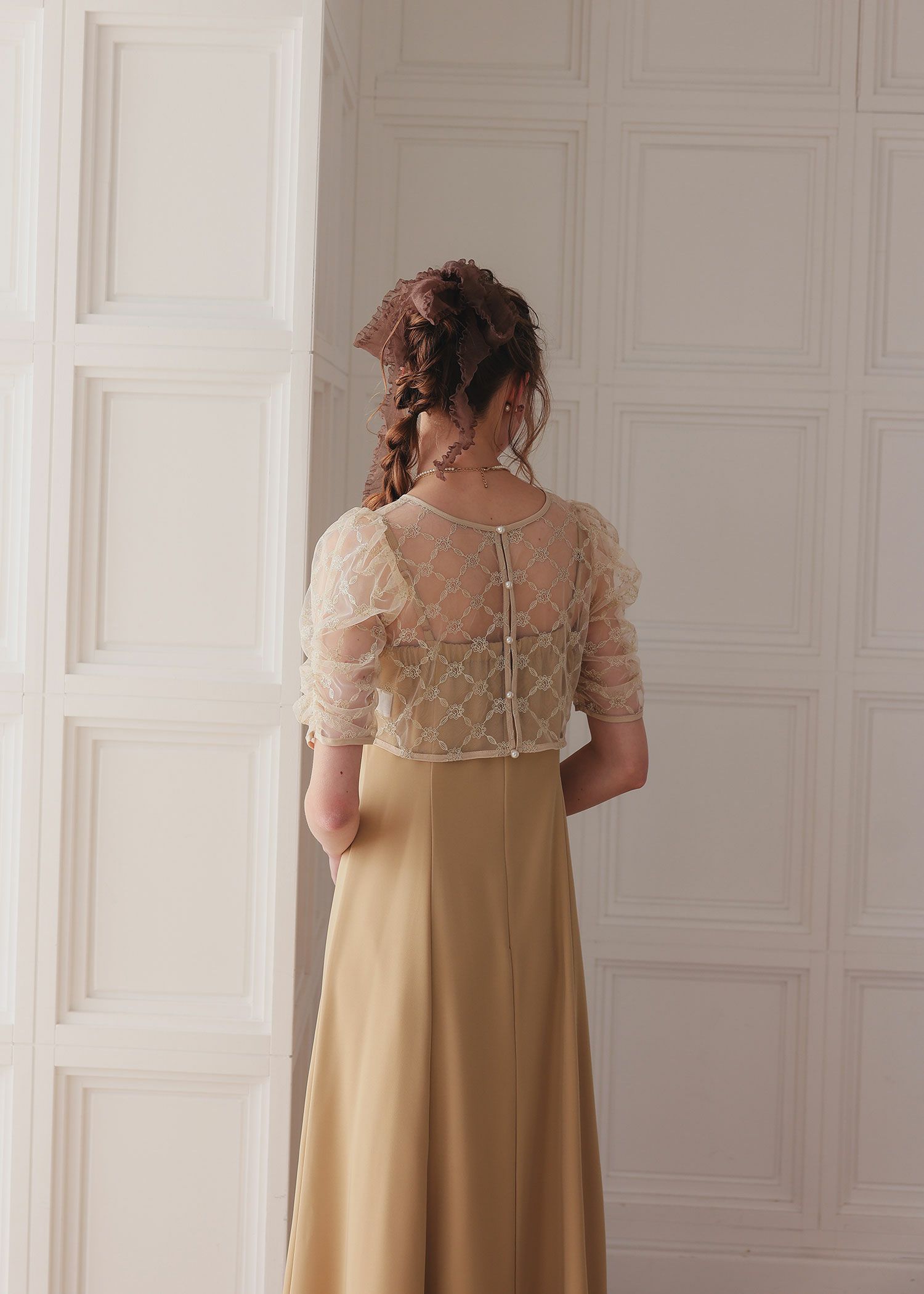 パールギャザーダイヤレースボレロのドレス|Dorry Doll / LE'RURE