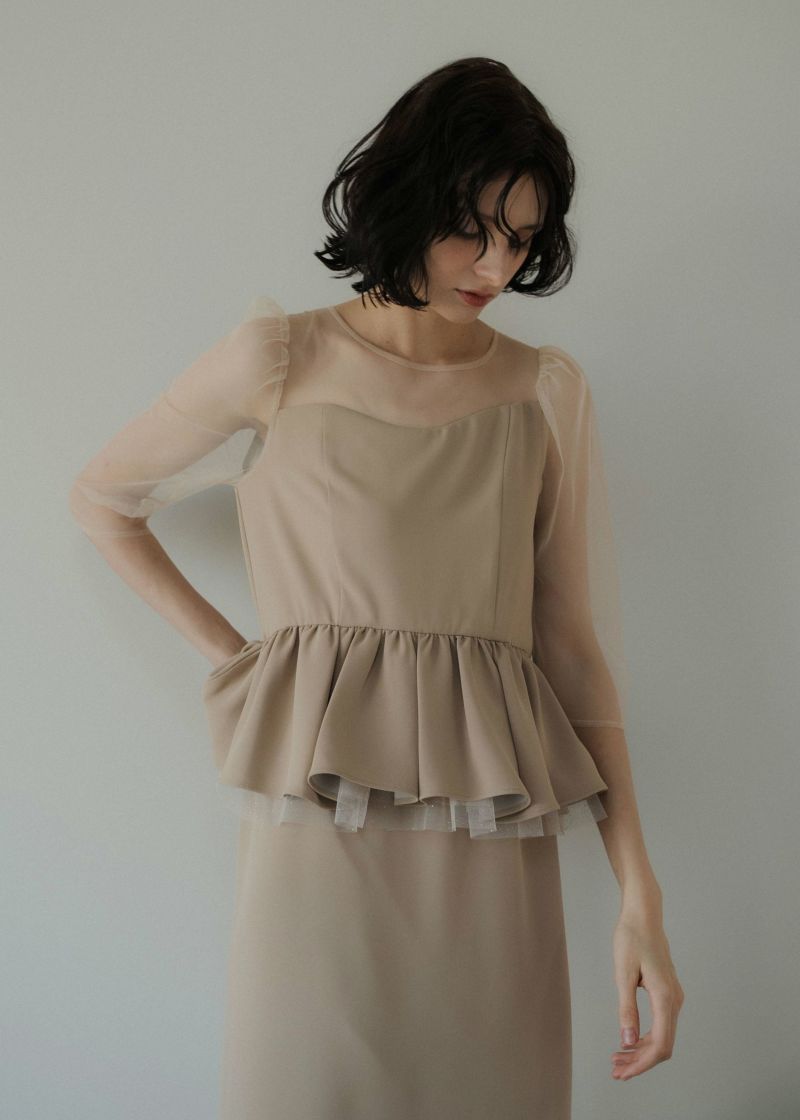 Wavy neck peplum dressのドレス|Dorry Doll / LE'RURE