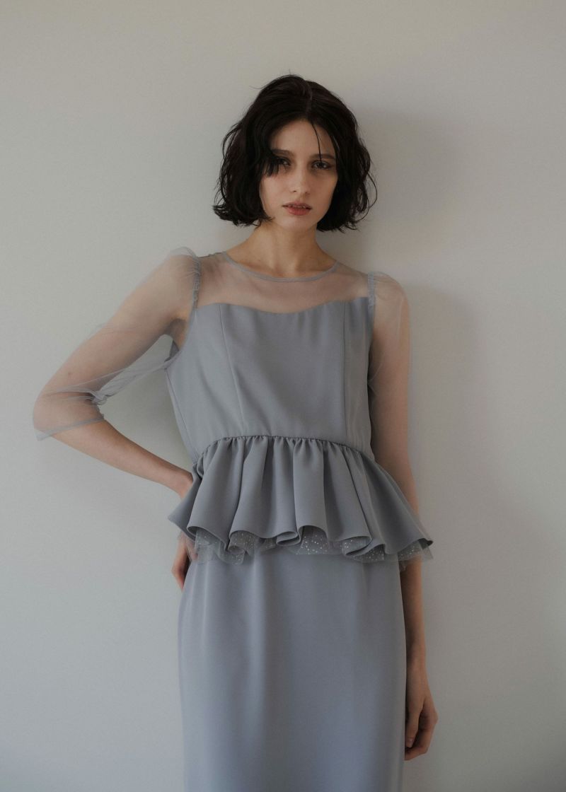 Wavy neck peplum dressのドレス|Dorry Doll / LE'RURE