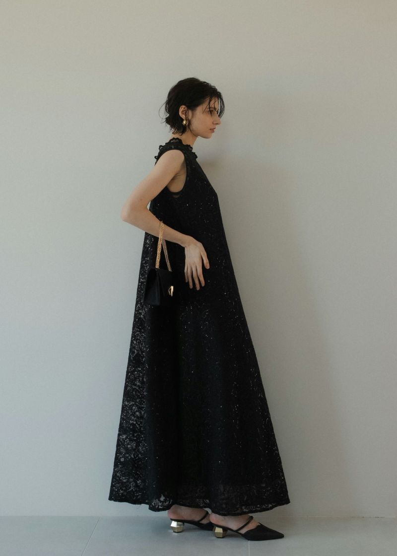 LE'RURE【リルアー】 ドレス green Ｍ Ruffle tulle airy dress（ドレス）｜LE'RURE（リルアー）の