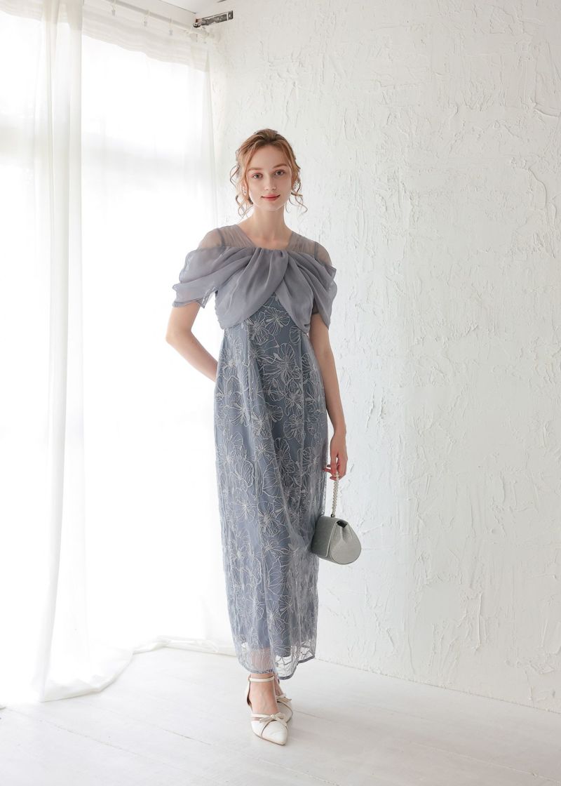 新品　今季　Dorry Doll ドレープデザインスパンコールドレス　ブルー ドレープデザインスパンコールドレス | DorryDoll