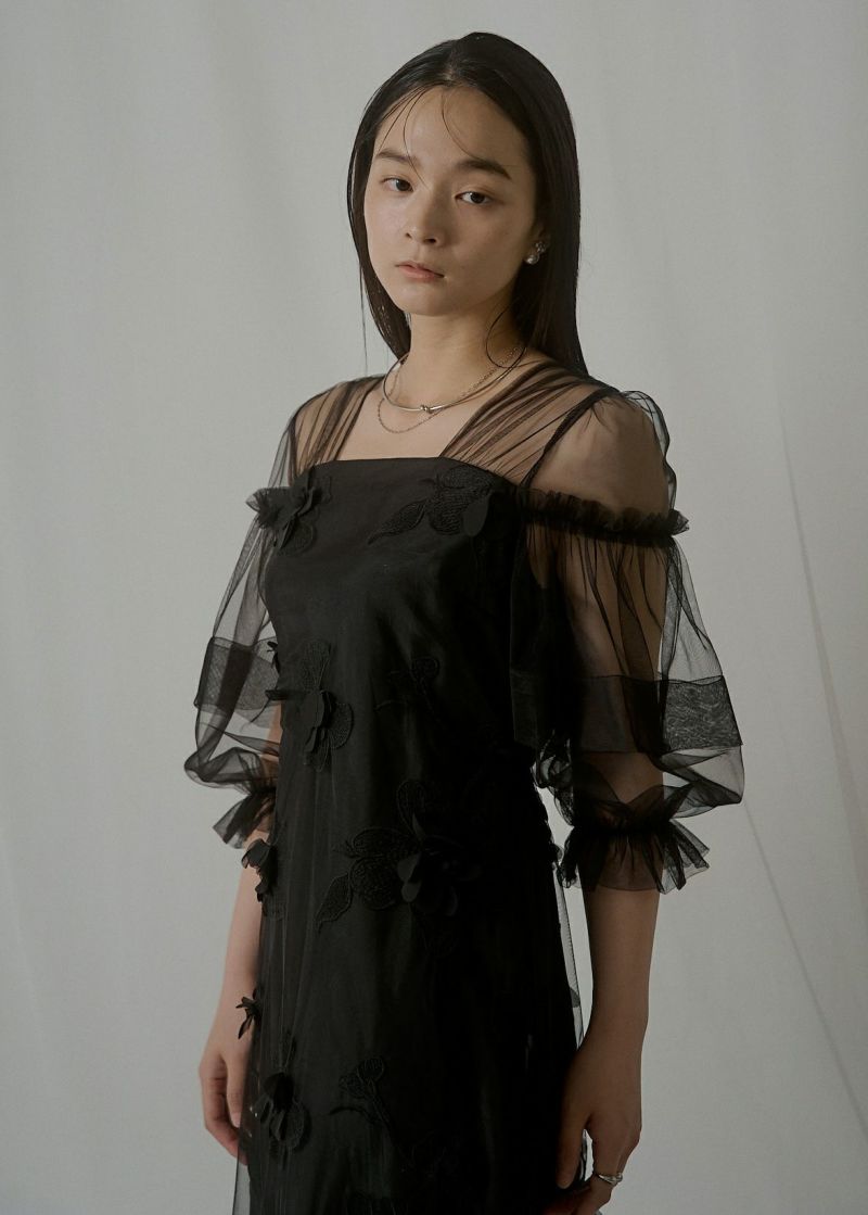 はーちゃんLERURE Fluffy sleeve Fluffy sleeve pencil dress|LE'RURE