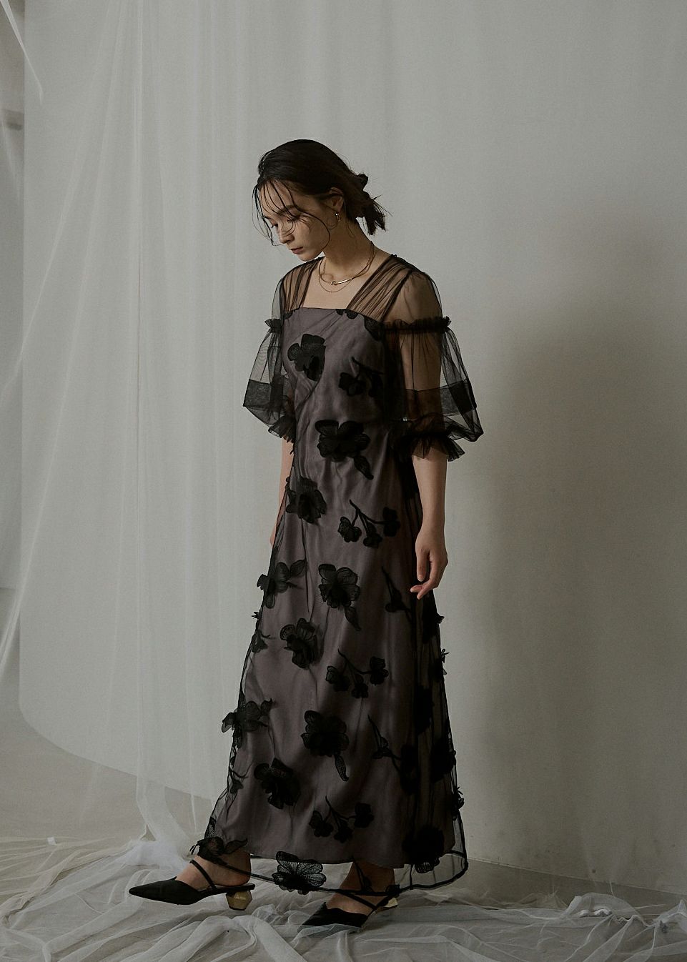 Flower motif puffsleeve dress のドレス|Dorry Doll / LE'RURE