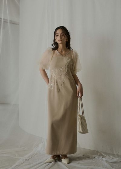 スーツ・フォーマル・ドレス LE'RURE Sheer A-line onepiece gray Sheer A-line onepiece｜LE'RURE