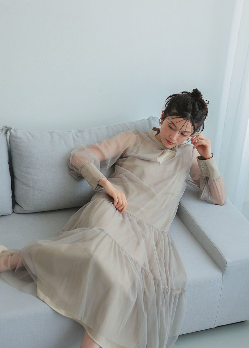 dolly doll レイヤードラメチュールドレス ブラウン Mサイズ ブラウン