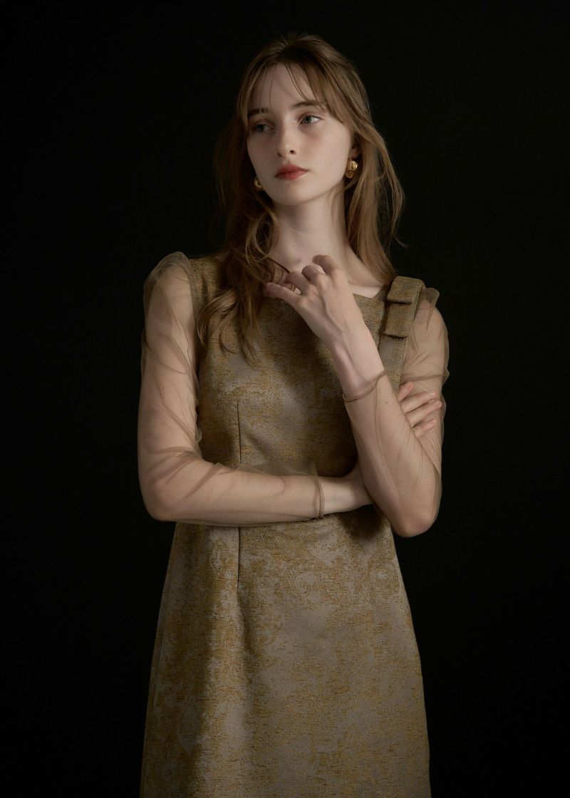 スーツ・フォーマル・ドレス shoulder ribbon jacquard dress Shoulder ribbon jacquard dressのドレス|Dorry Doll / LE'RURE