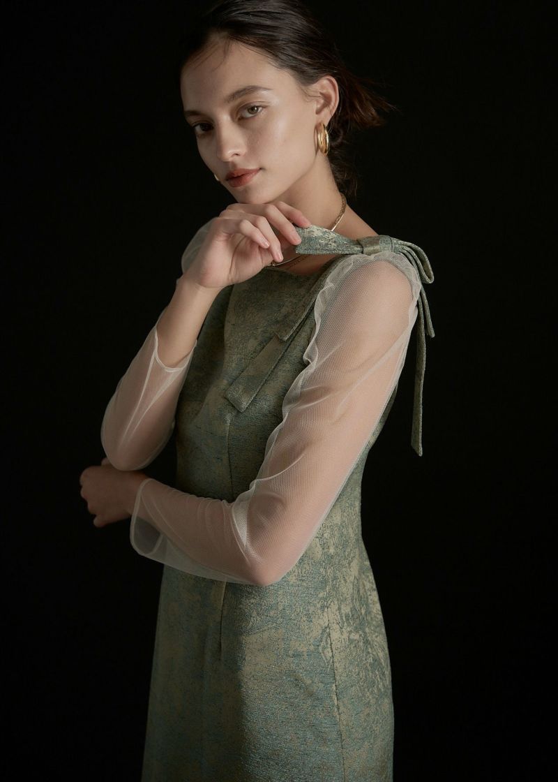 Shoulder ribbon jacquard dressのドレス|Dorry Doll / LE'RURE