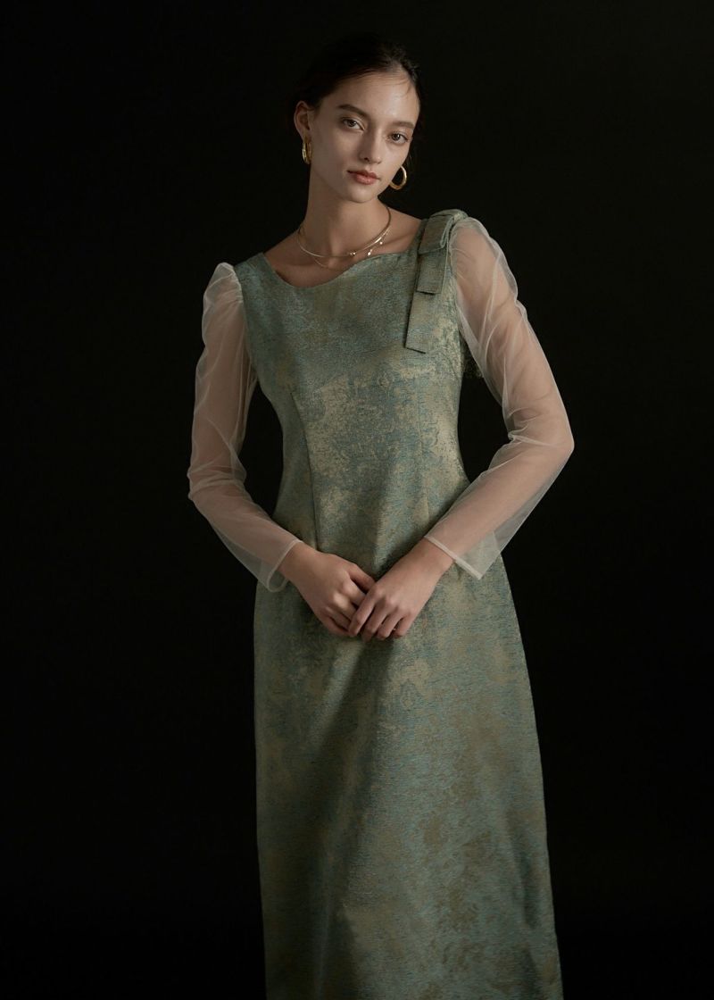 スーツ・フォーマル・ドレス shoulder ribbon jacquard dress Shoulder ribbon jacquard dressのドレス|Dorry Doll / LE'RURE