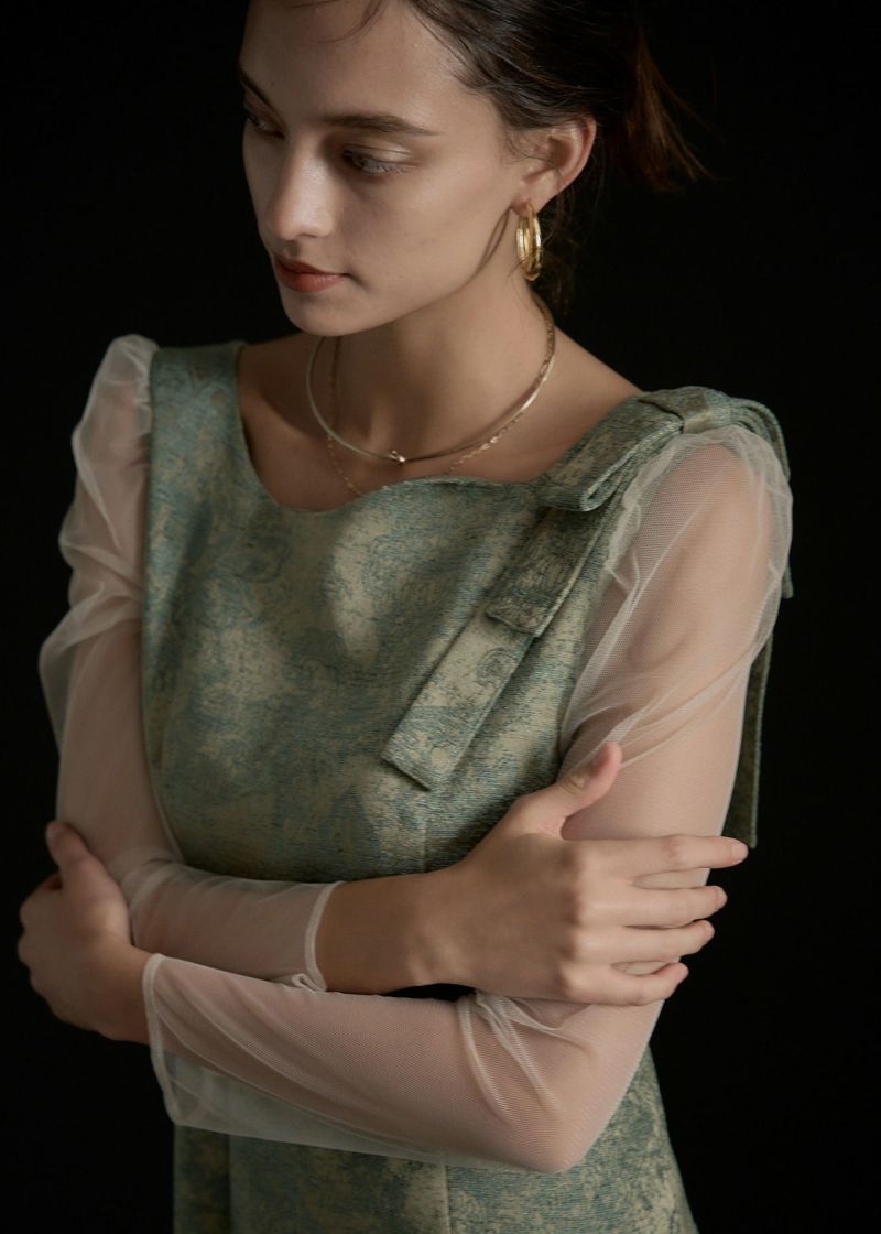 Shoulder ribbon jacquard dressのドレス|Dorry Doll / LE'RURE
