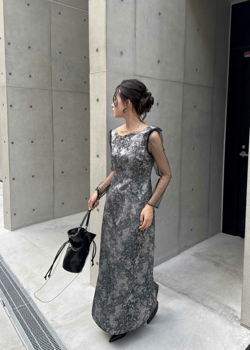 スーツ・フォーマル・ドレス shoulder ribbon jacquard dress shoulder ribbon jacquard dress – BUNNY APARTMENT
